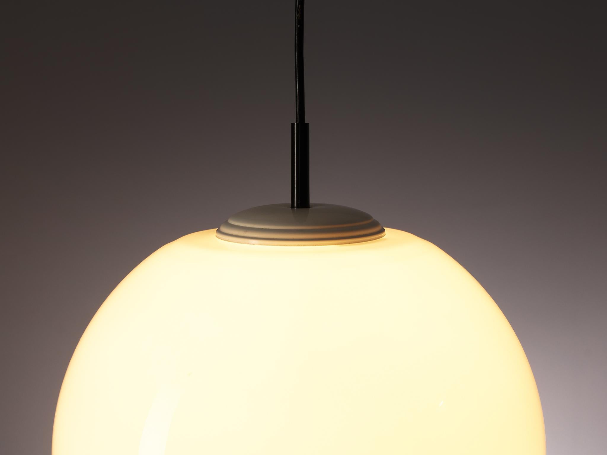 Mid-Century Modern Pendants with Milky Glass Sphere  For Sale