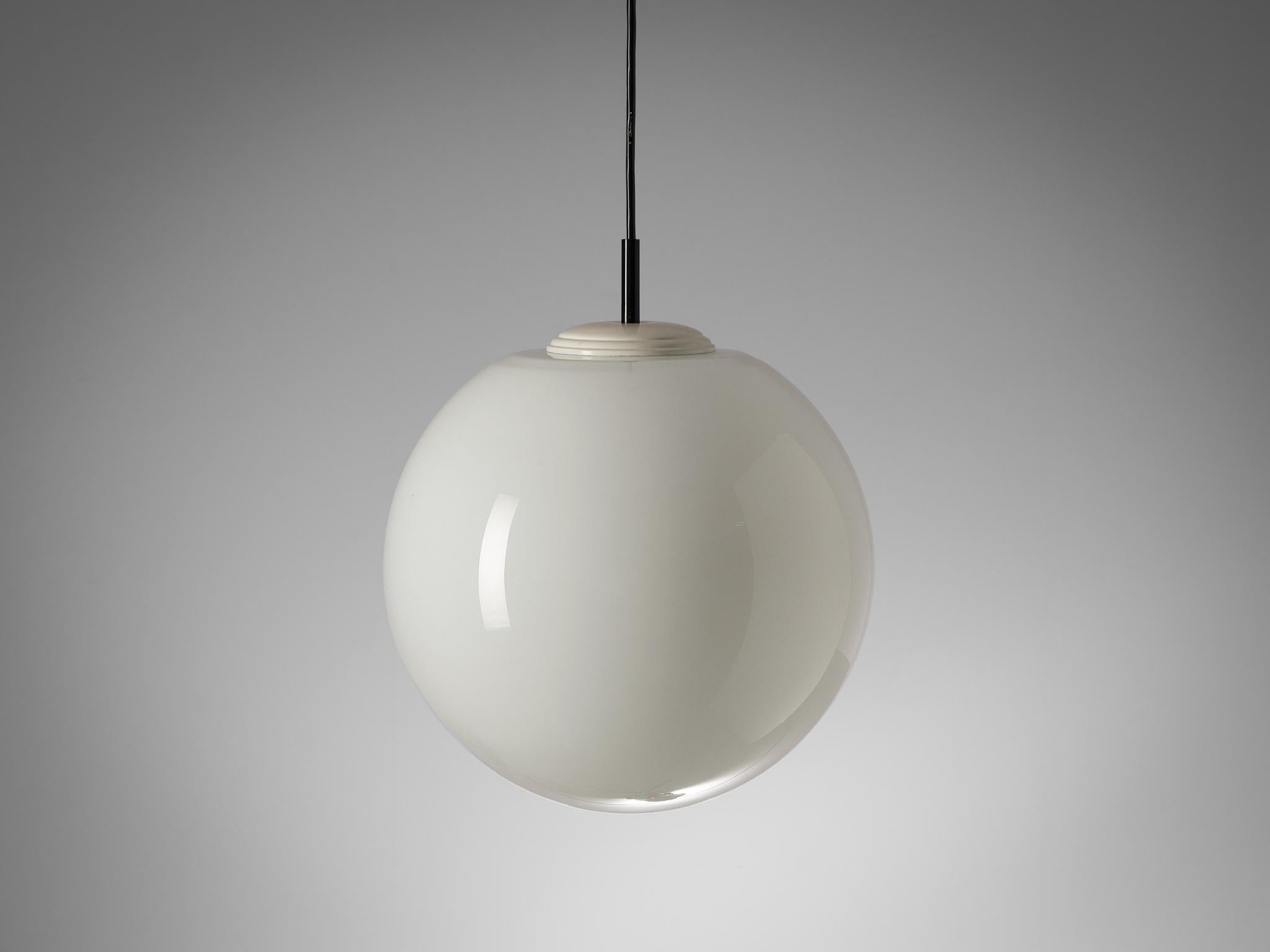 Mid-20th Century Pendants with Milky Glass Sphere  For Sale