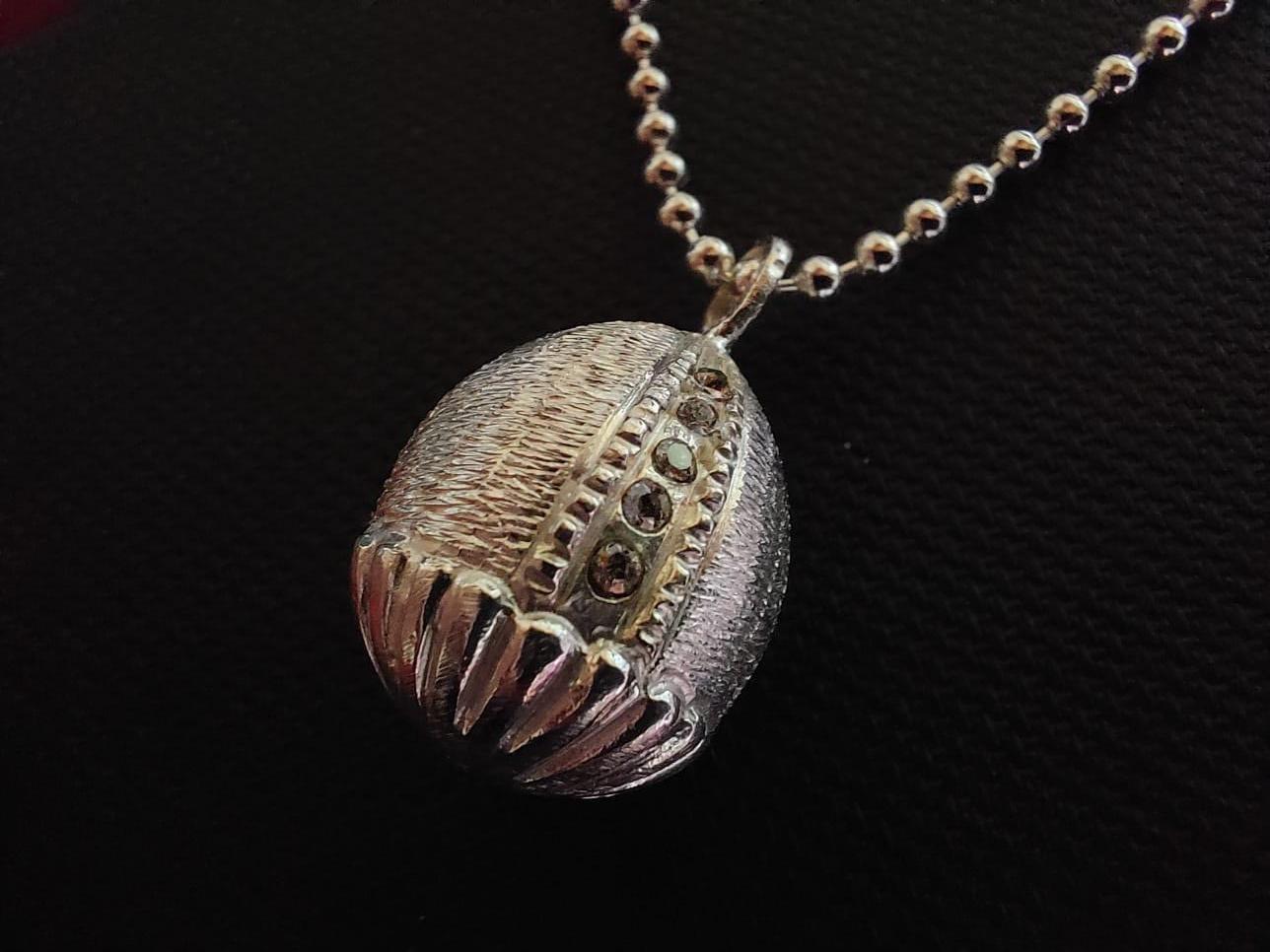 Artist Pendent Fabergé Style Silver, Sterling Silver, Handmade, Italy For Sale