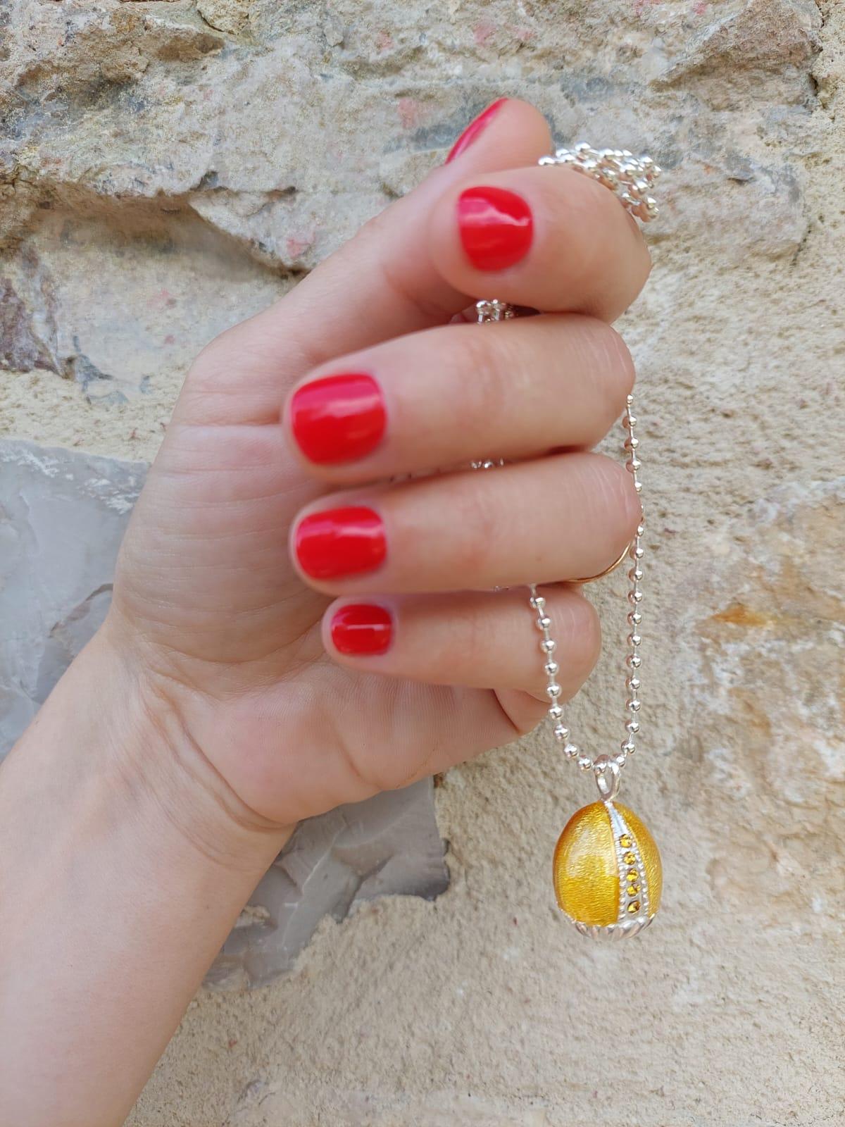 da uomo o donna Ciondolo in argento stile Fabergé, Argento 925, Fatto a mano, Italia in vendita