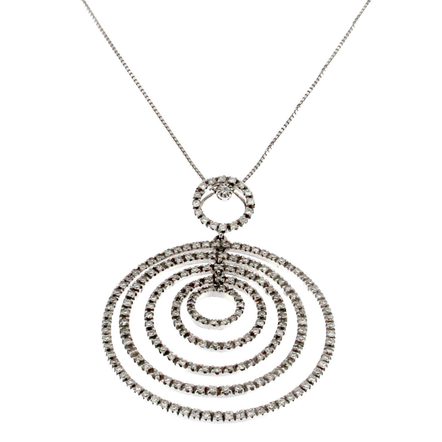 Taglio brillante Squisito ciondolo a forma di fulcro in oro bianco 18 kt e diamanti in vendita