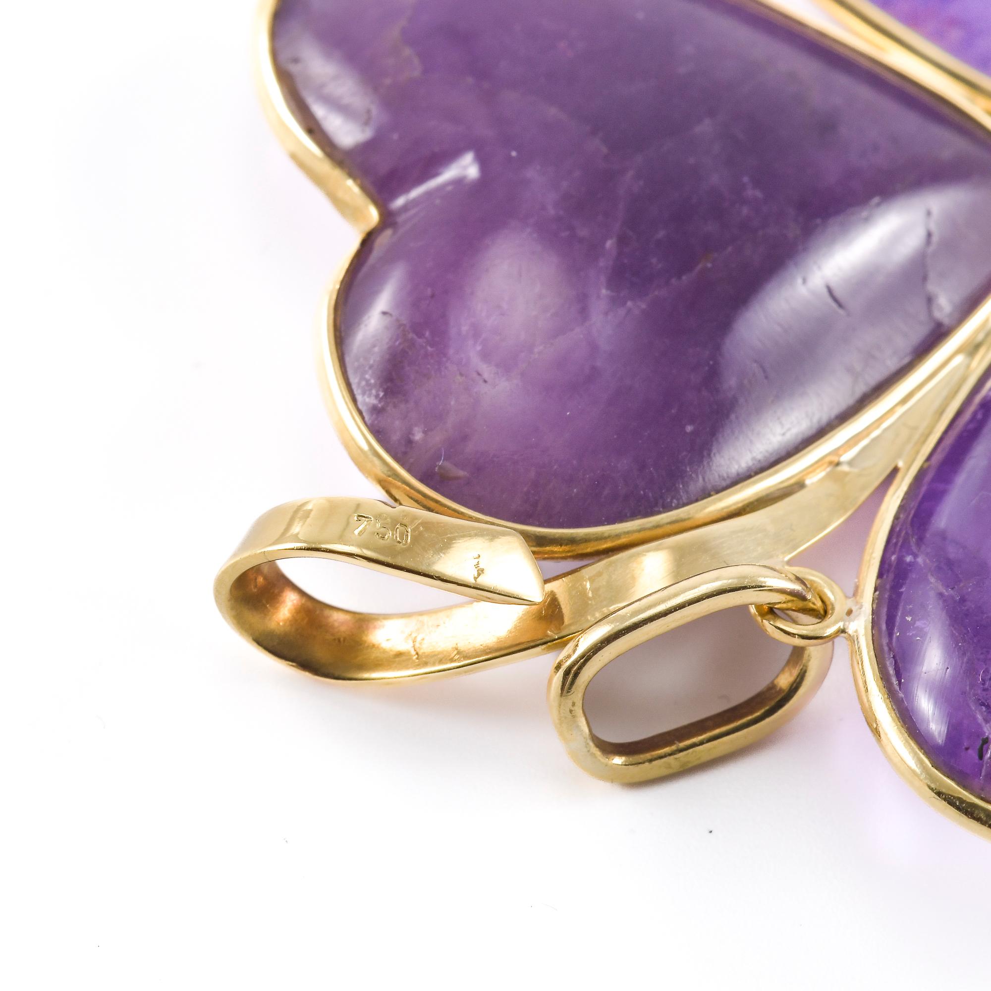 Pendentif trèfle en or avec améthystes en vente 4