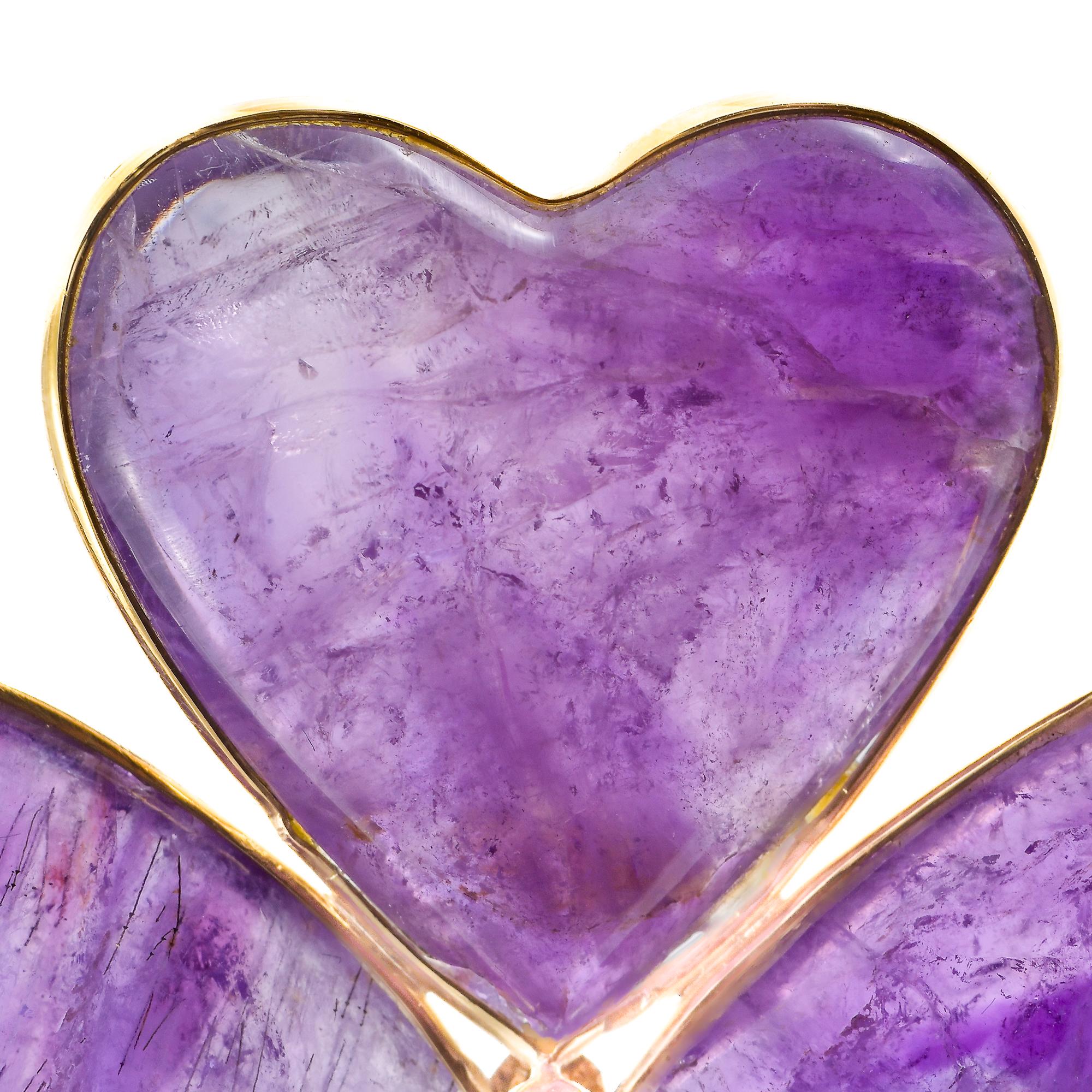 Pendentif trèfle en or avec améthystes en vente 6