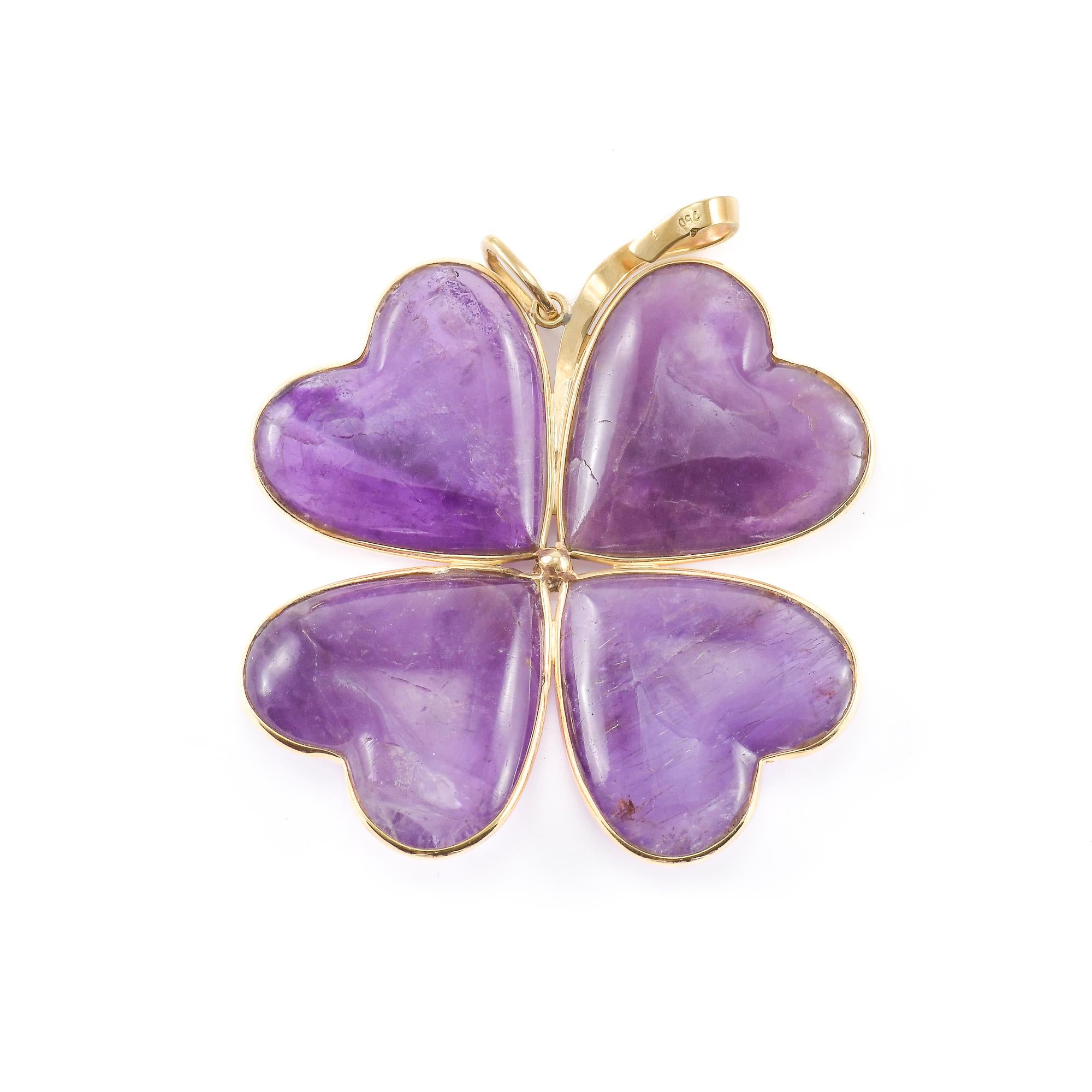 Pendentif trèfle en or avec améthystes en vente 2