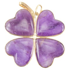 Gold Cloverleaf Pendant with Amethysts