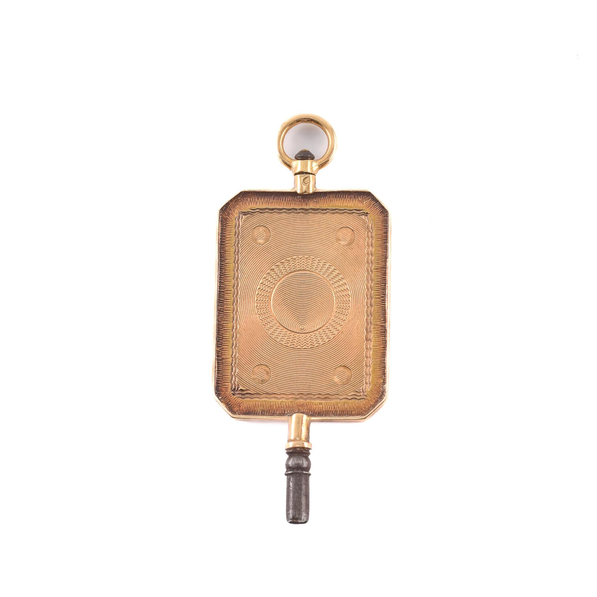 Art Déco Pendente in oro con chiave da orologio in vendita