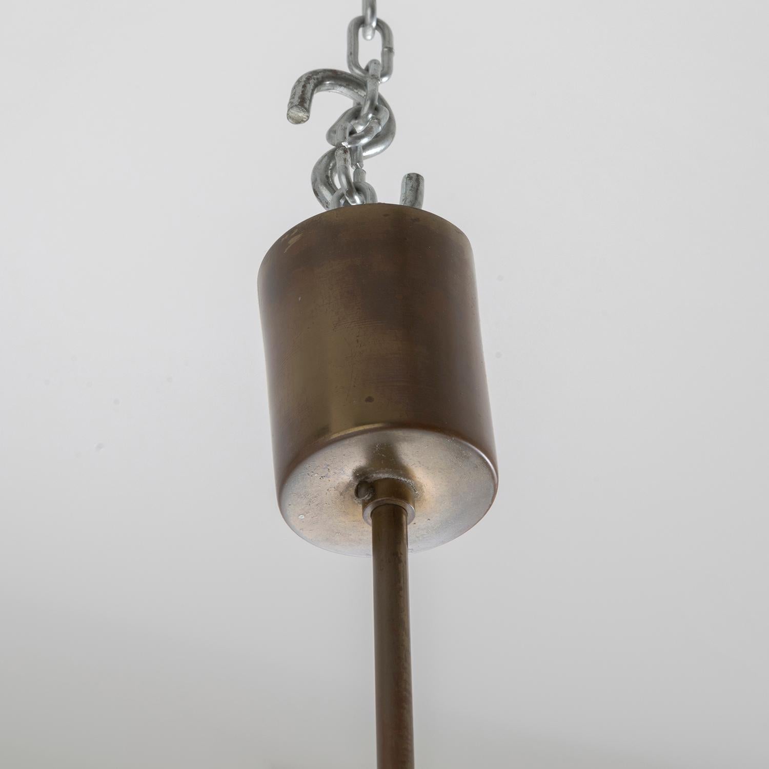 Glass and brass pendant by O-Luce, Italy 1960s In Good Condition For Sale In Milano, Lombardia
