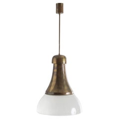Pendente in vetro e ottone di O-Luce, Italia anni 60