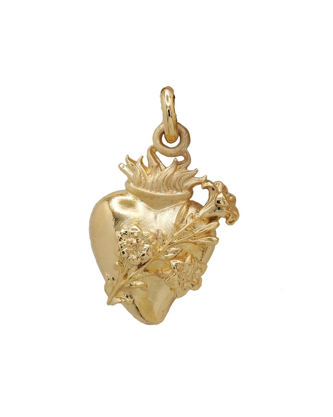 18kt Gold Sacred Heart Pendant In New Condition For Sale In Roma, RM