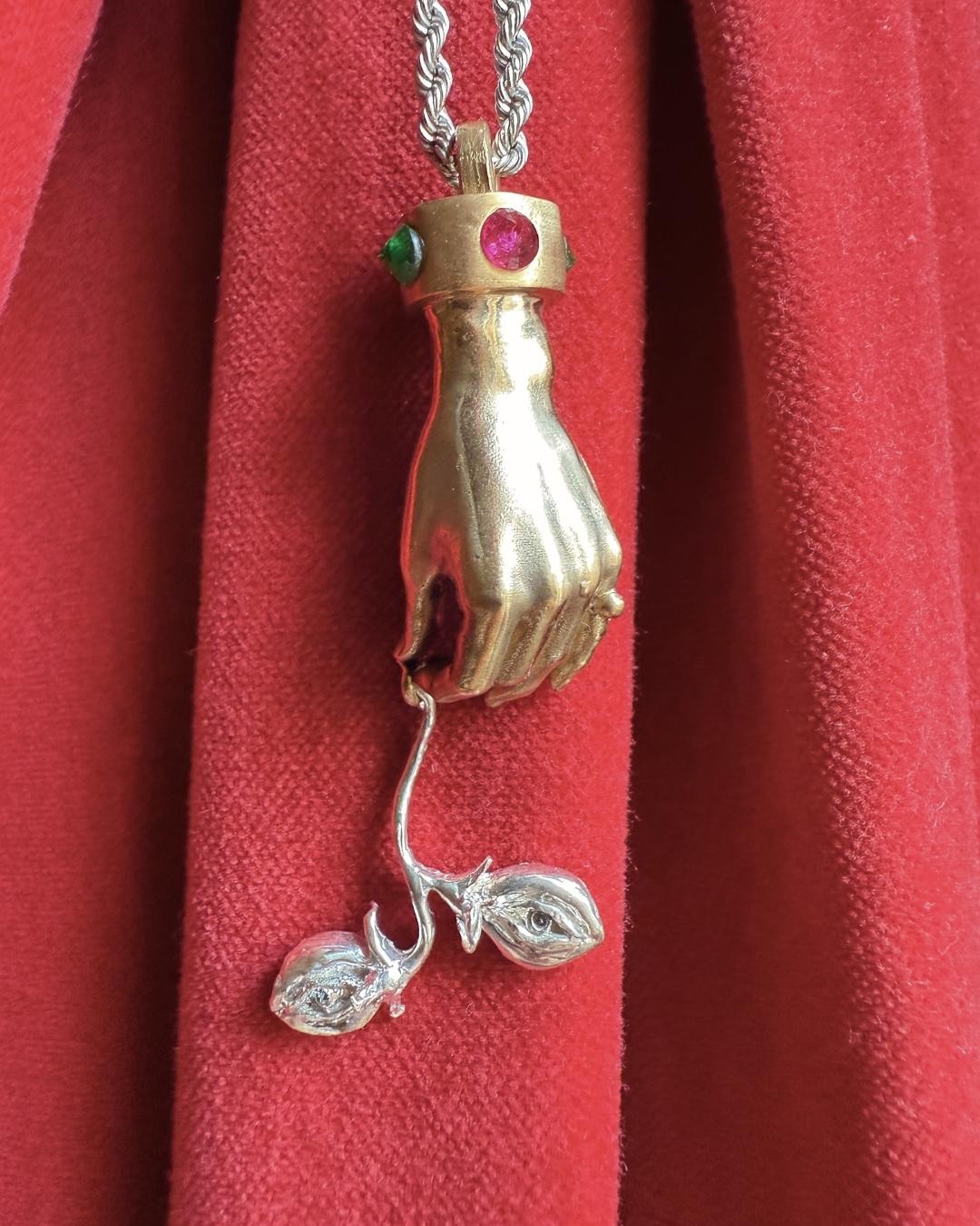 Taglio brillante Pendente oro 9Kt scultura 