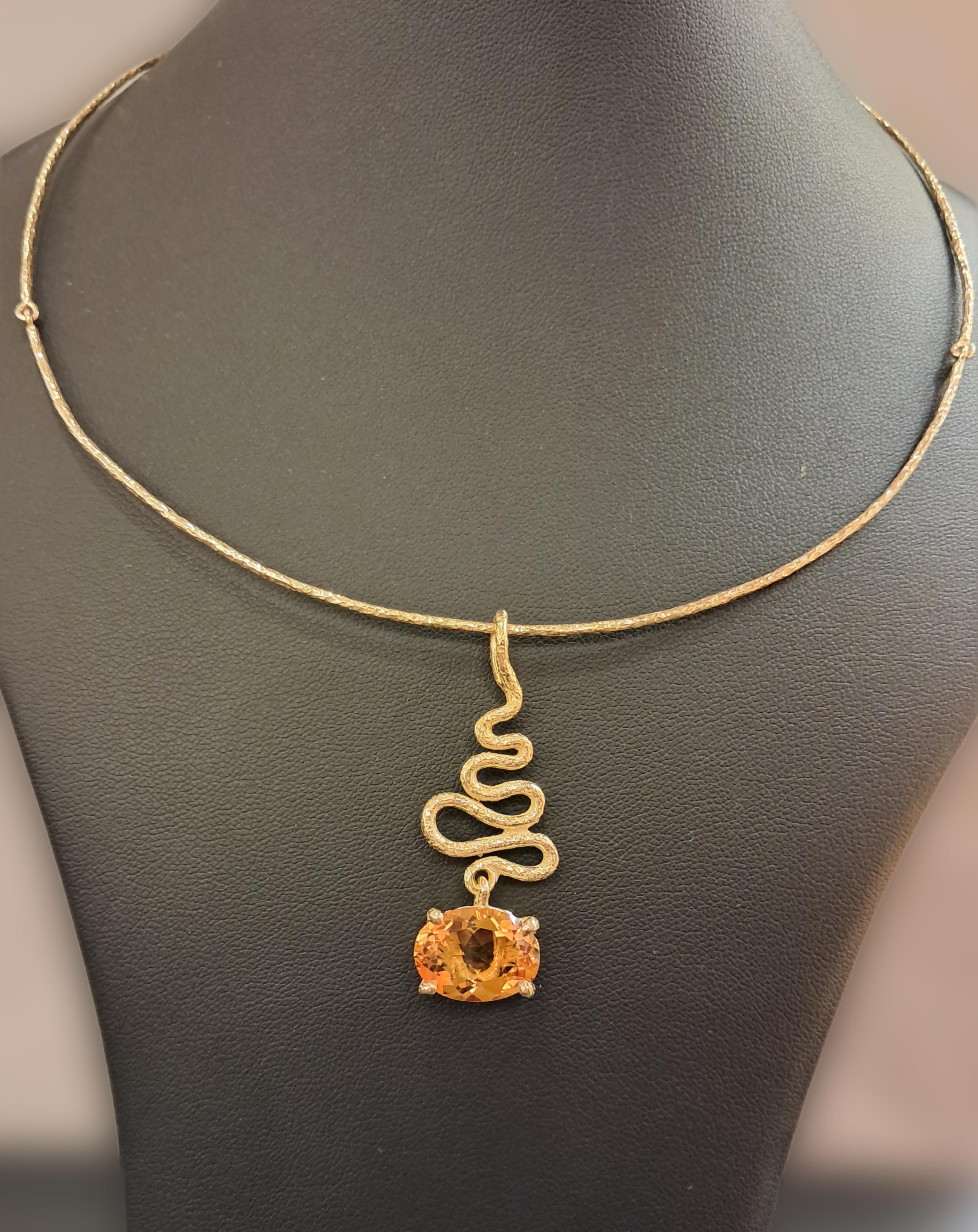 Pendentif Sacchi en or jaune 18 k avec topaze jaune Neuf - En vente à Rome, IT