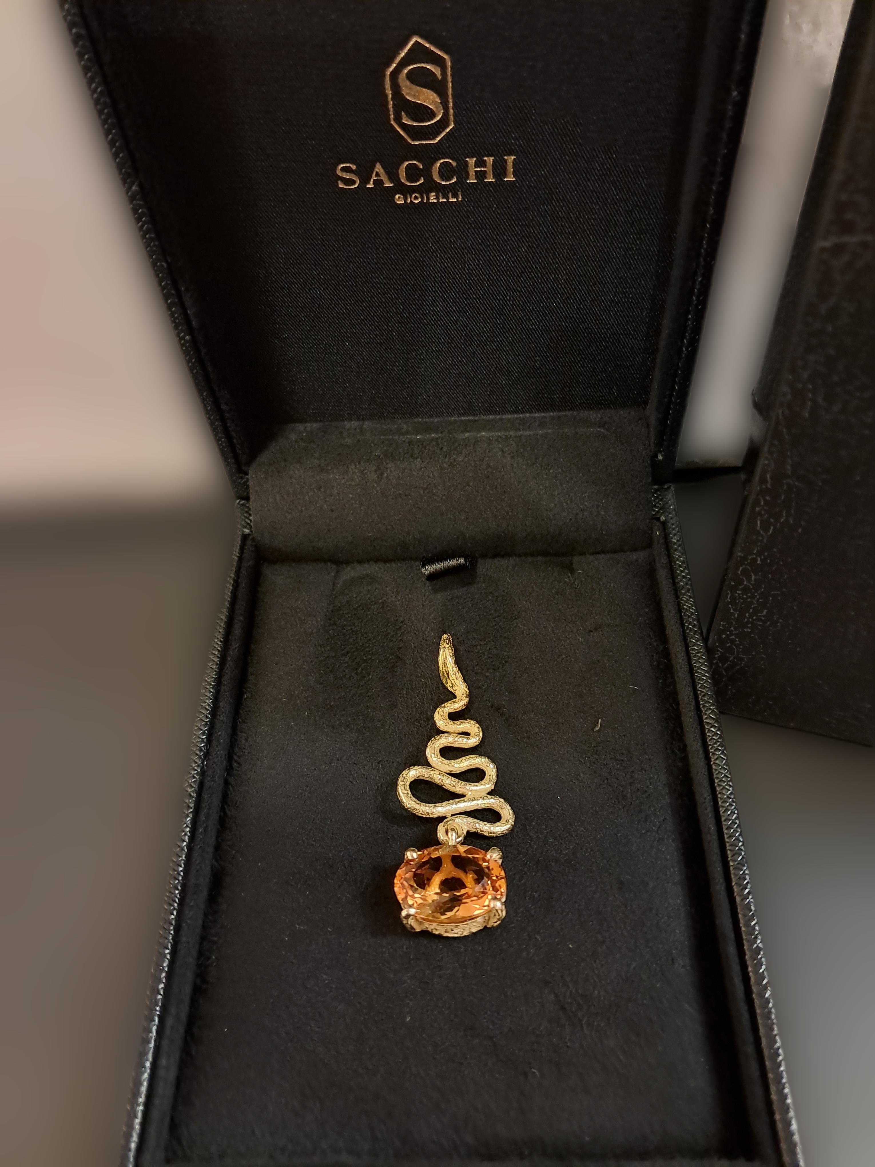 Pendentif Sacchi en or jaune 18 k avec topaze jaune Unisexe en vente