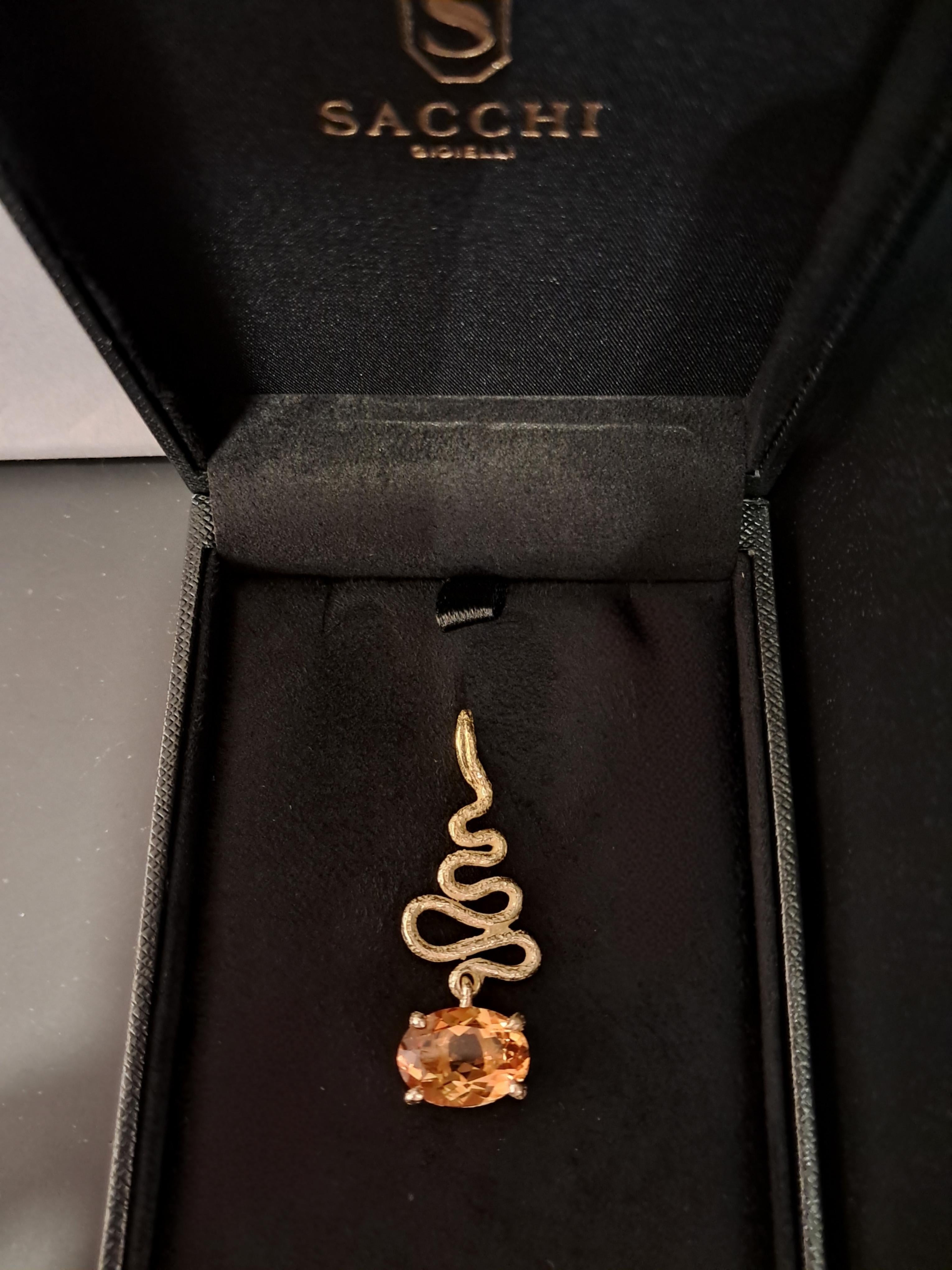 Pendentif Sacchi en or jaune 18 k avec topaze jaune en vente 1