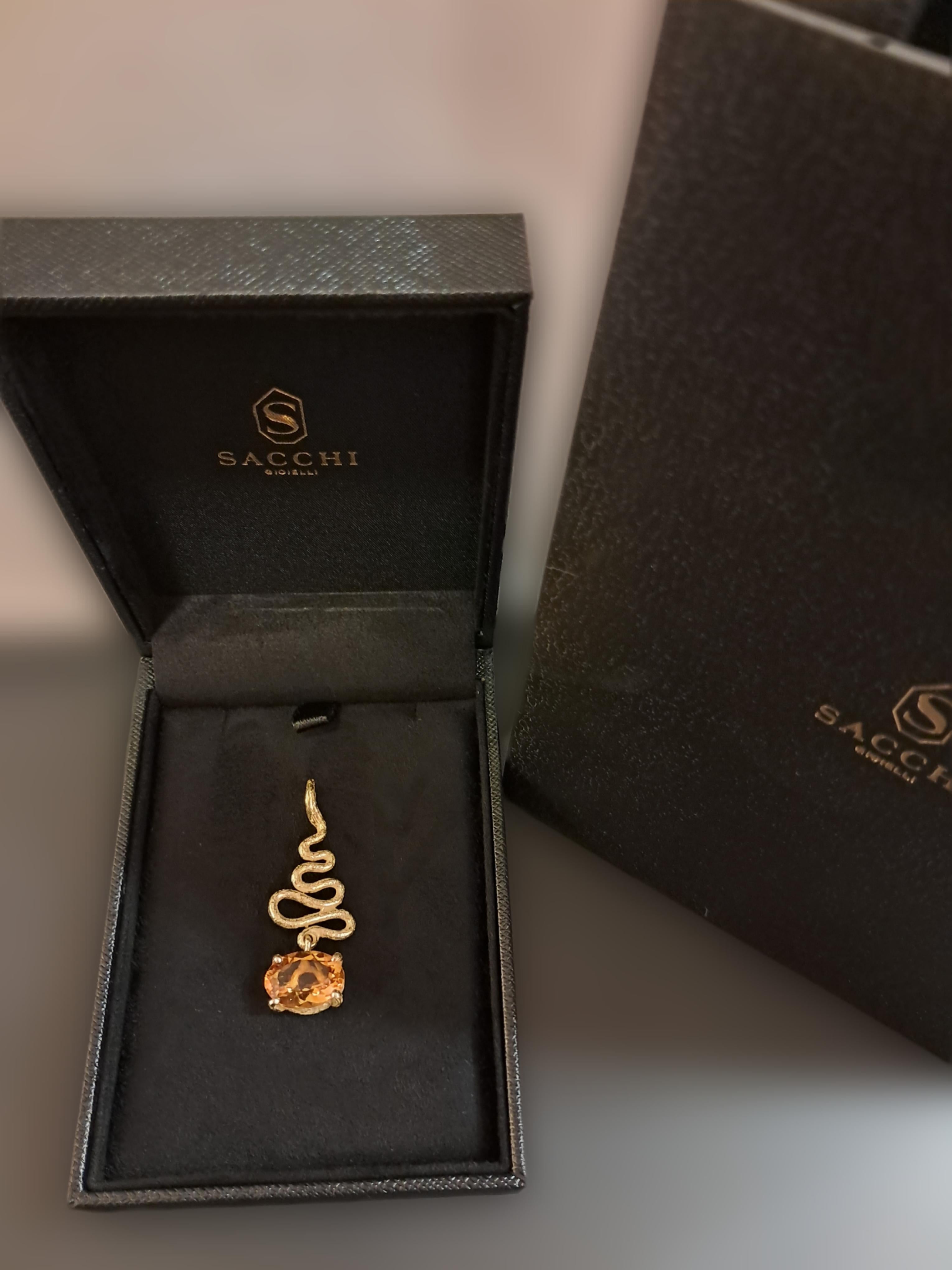 Pendentif Sacchi en or jaune 18 k avec topaze jaune en vente 2