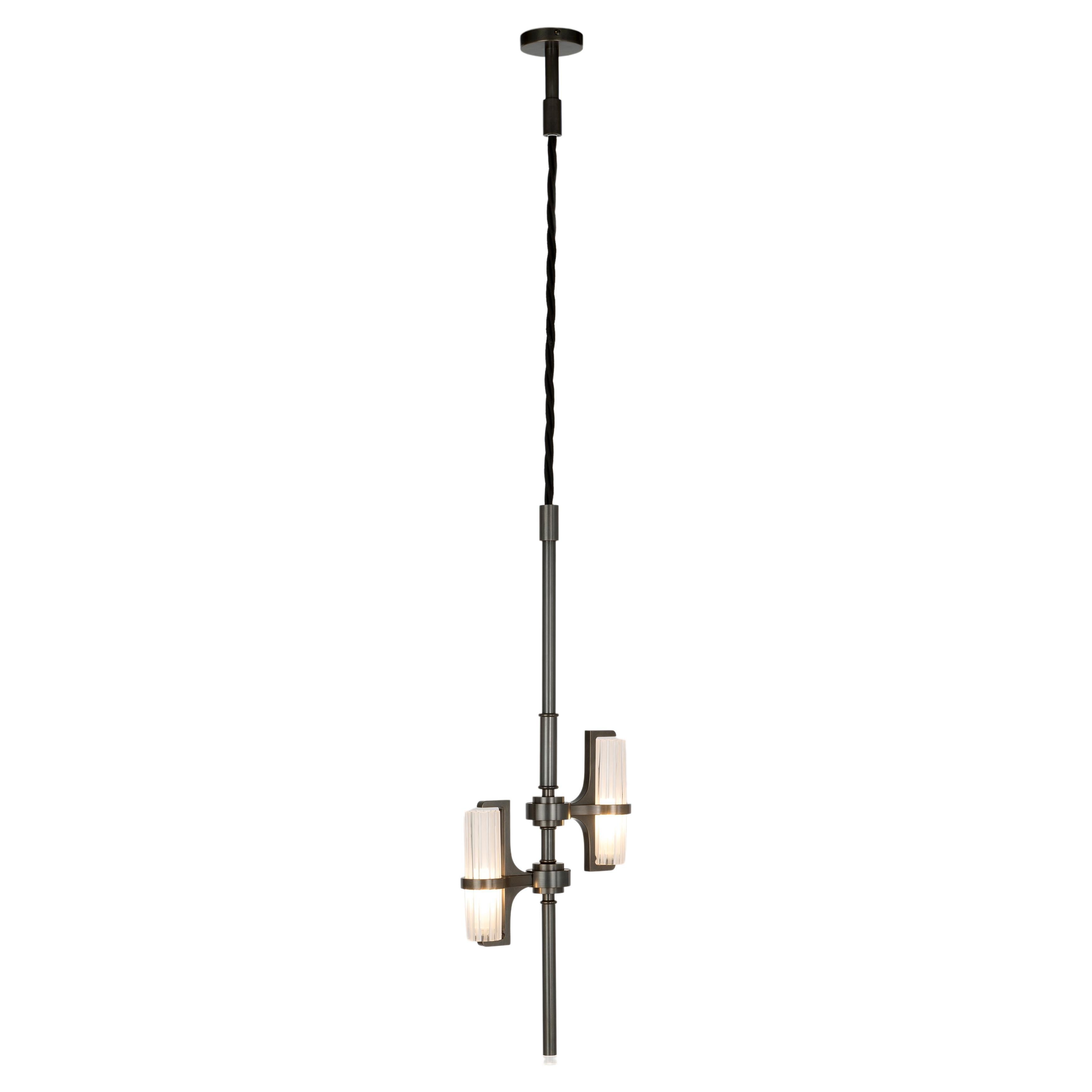 Soave modern pendant in burnished metal, crystal and plexiglass