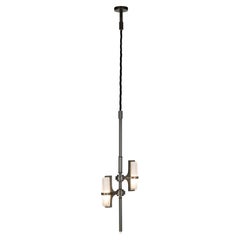 Soave modern pendant in burnished metal, crystal and plexiglass