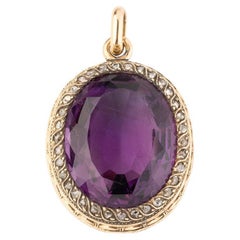 Pendentif de la fin du 19ème siècle en or 18 carats, diamant et améthyste