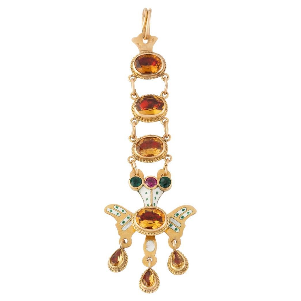 Pendentif Saint-Esprit d'Aurillac du milieu du 19ème siècle orné de citrines