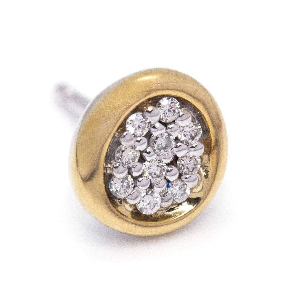 Ohrringe in Bicolor Gold für Frauen : 20 x Diamanten mit Brillantschliff mit einem Gesamtgewicht von ca. 0,17ct in H/VS Qualität : Verschluss : Weißgold und 18kt Gelbgold : 3,41 Gramm : Breite 9mm : Brandneues Produkt : Ref.:D360089