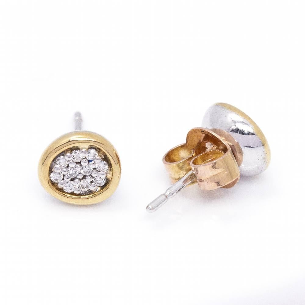 Pendientes DAMA Oro bicolor y Diamantes In New Condition For Sale In BARCELONA, ES