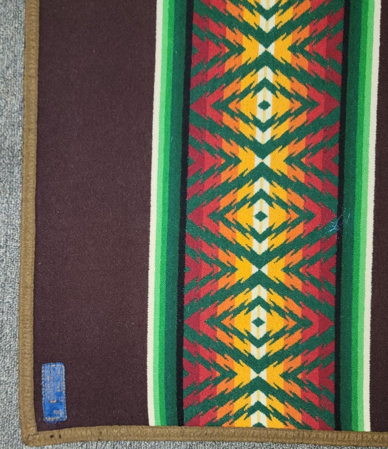 Wool Pendleton Cayuse Indian Design Camp Blanket For Sale