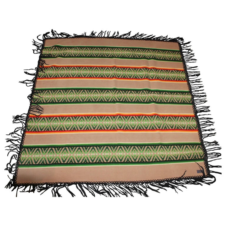 Pendleton Fringed Indian Design Camp Blanket at 1stDibs