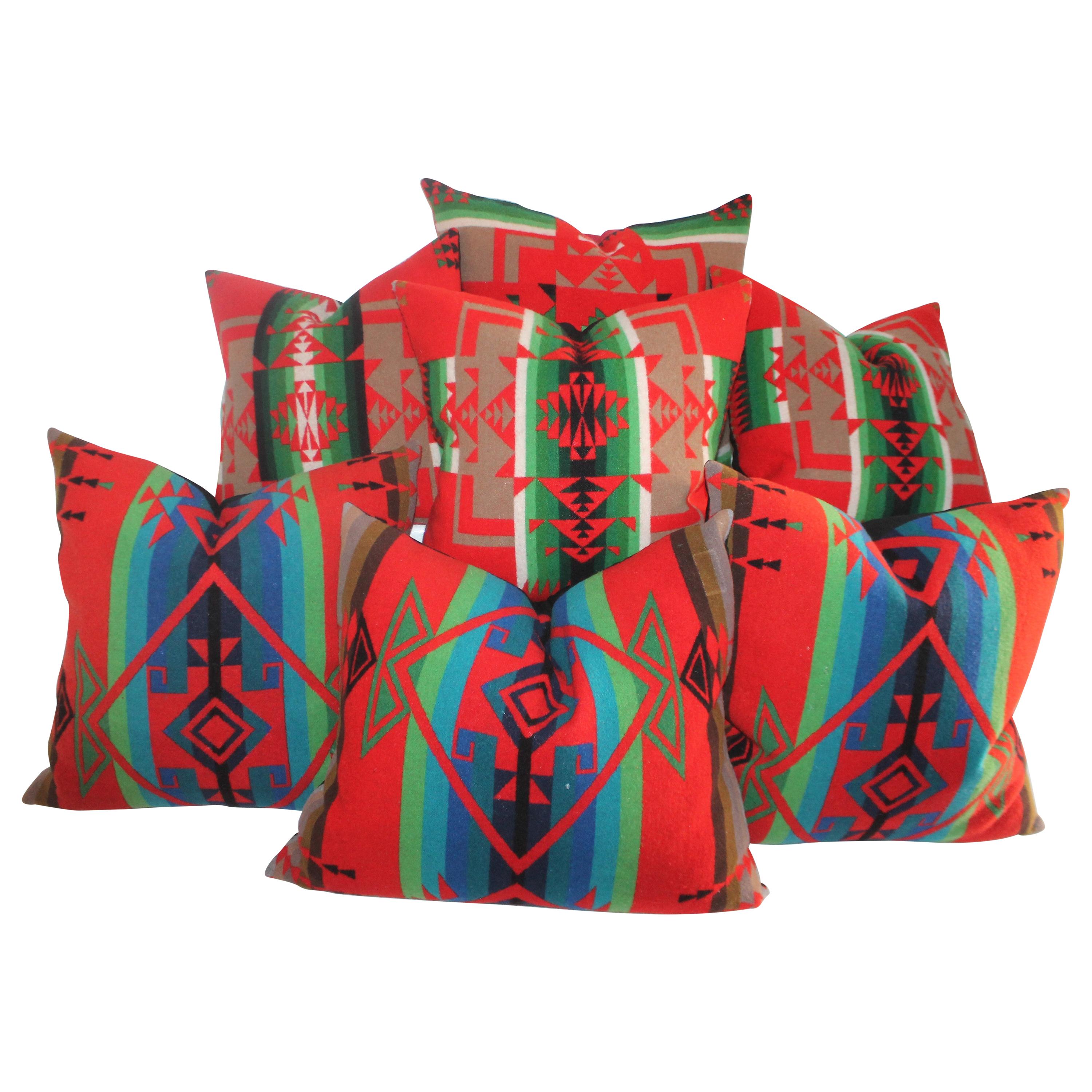 Pair of Vintage Pendleton Indian Design Camp Blanket Pillows at 1stDibs