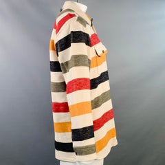PENDLETON Size L Cream Multi Color Stripe Cotton Oversized Long Sleeve Shirt