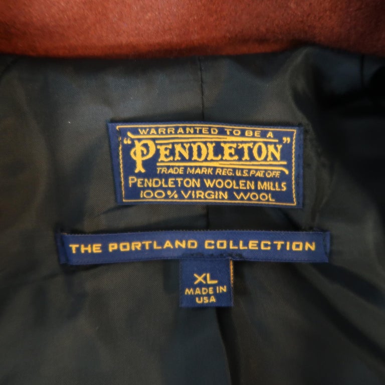 PENDLETON Size XL Brick Wool Portland Collection Trenchcoat For Sale at ...