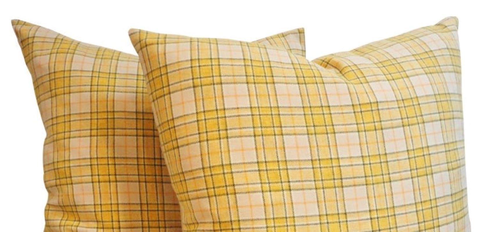 yellow plaid pillows