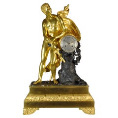 French table clock gilt bronze figure of David with sword, circa 1830