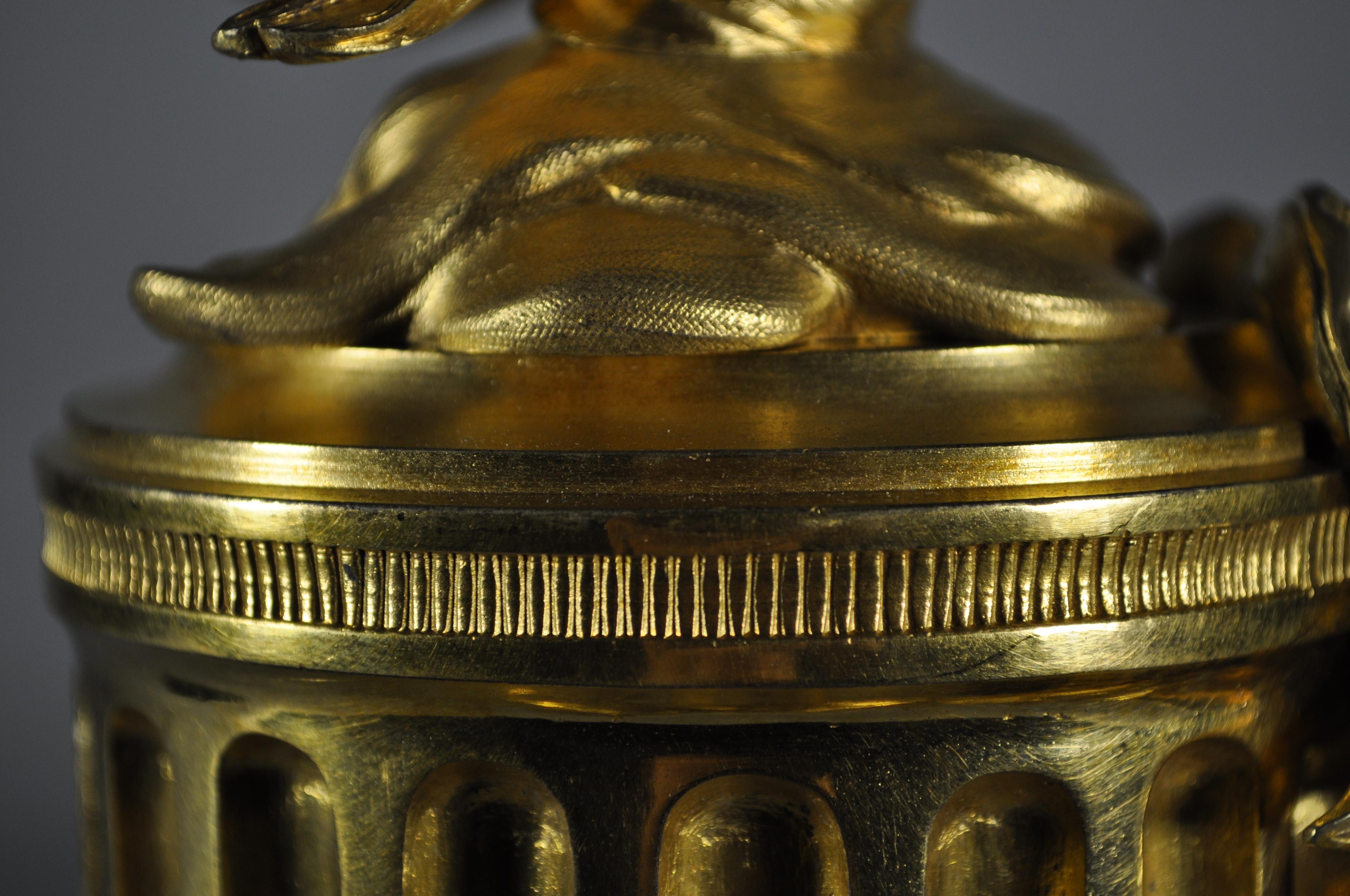 French Louis XVI table clock , gilt bronze column signed Osmond For Sale 4