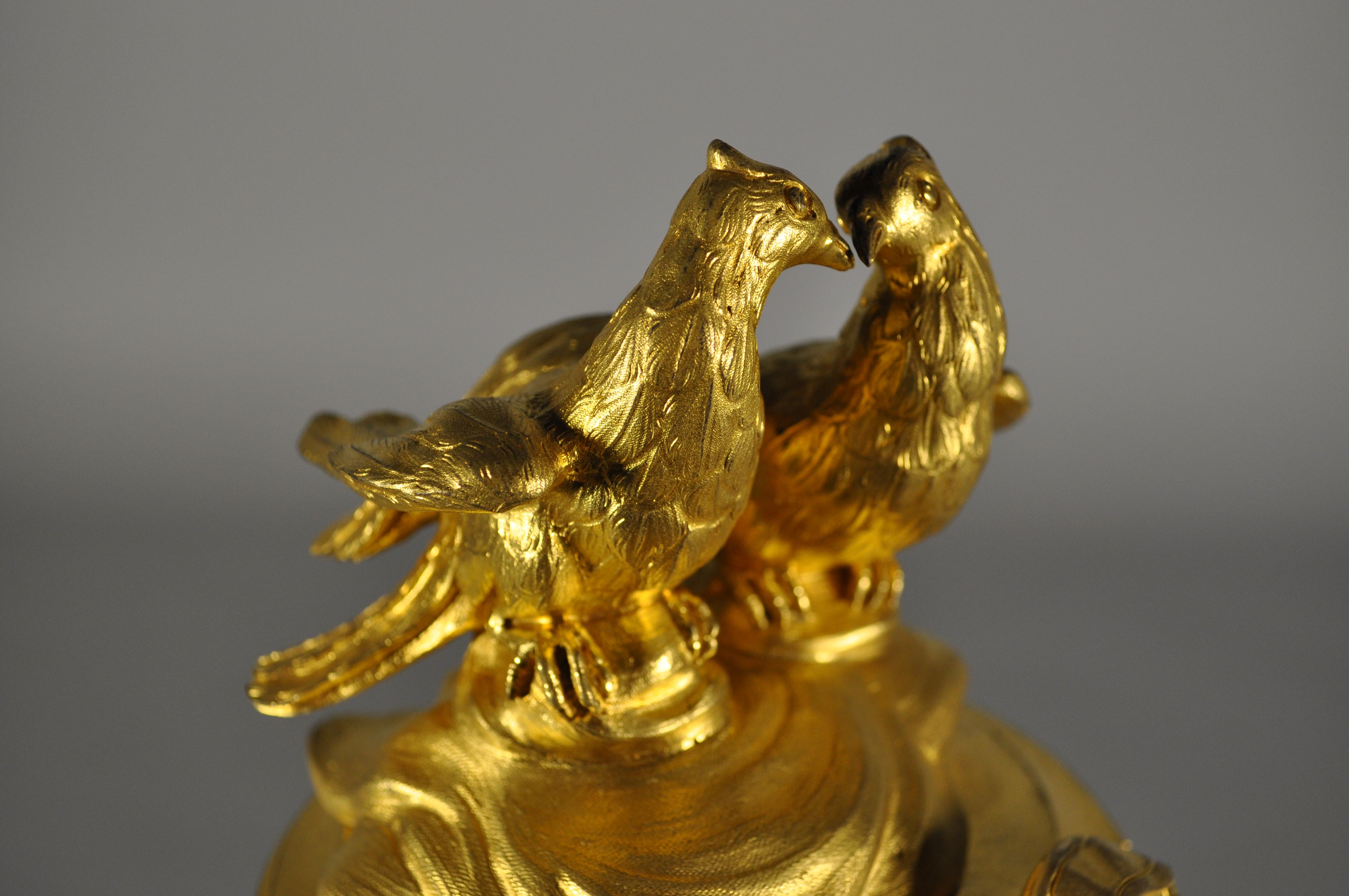French Louis XVI table clock , gilt bronze column signed Osmond For Sale 6