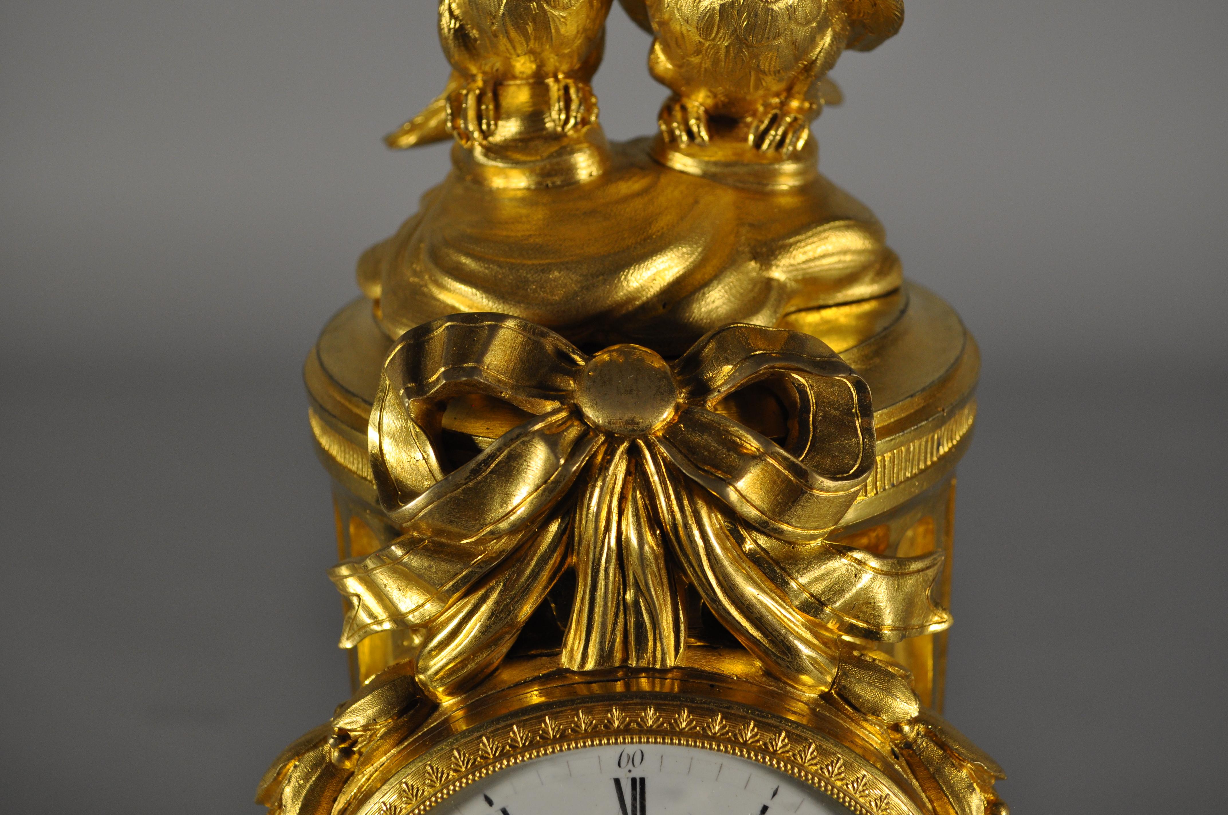 French Louis XVI table clock , gilt bronze column signed Osmond For Sale 7