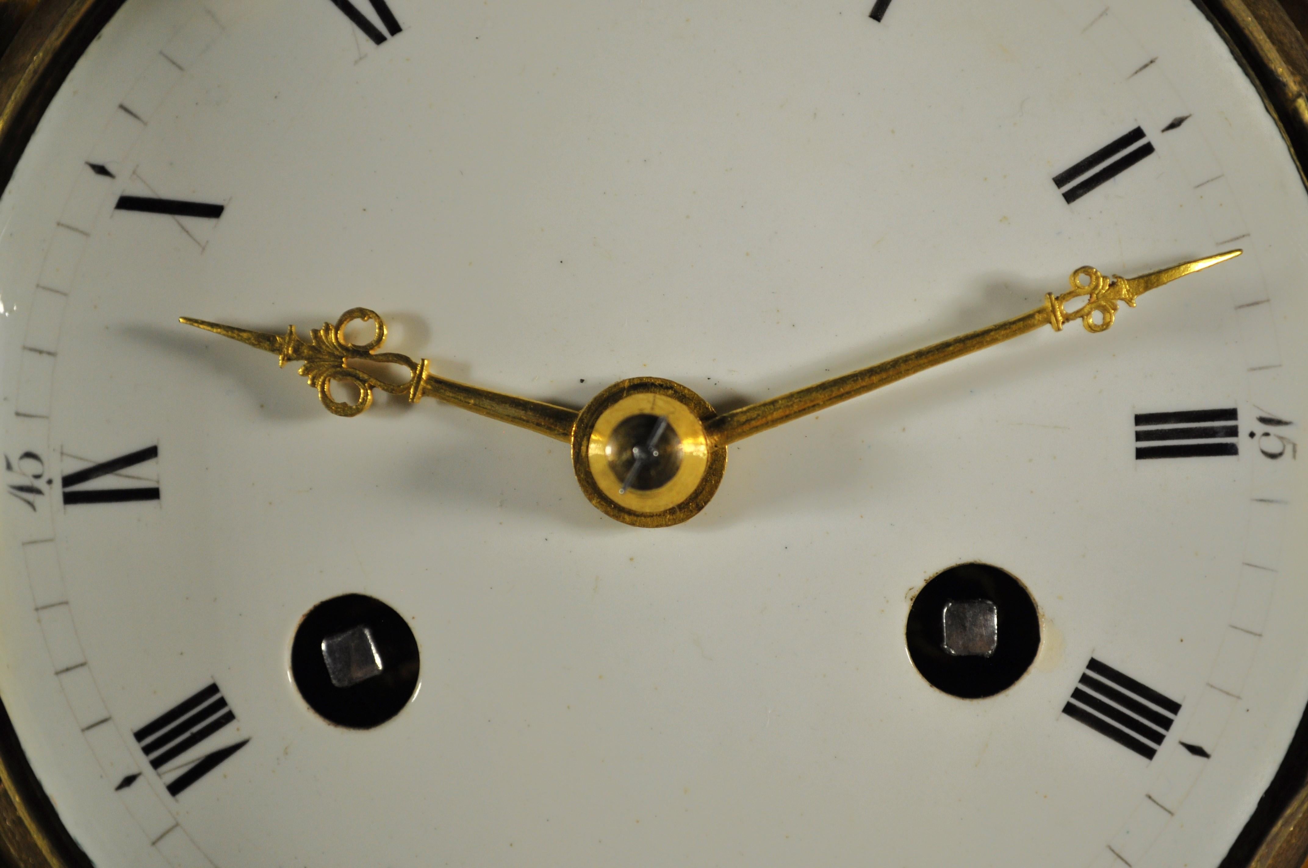 French Louis XVI table clock , gilt bronze column signed Osmond For Sale 10