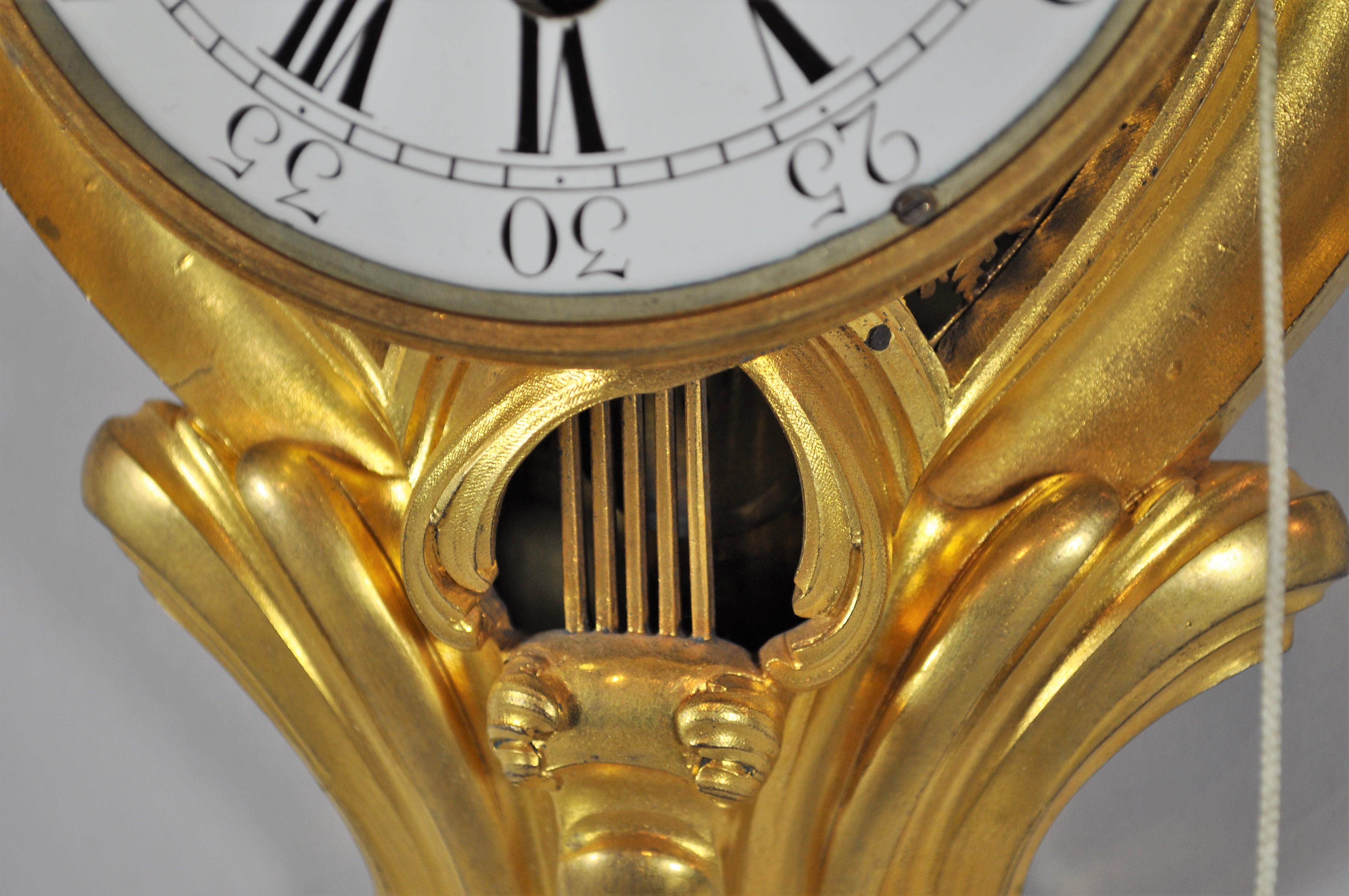 18th Century French Louis XV pendulum clock model cartel d'alcove gilt bronze. BEECKAERT, 1760 For Sale