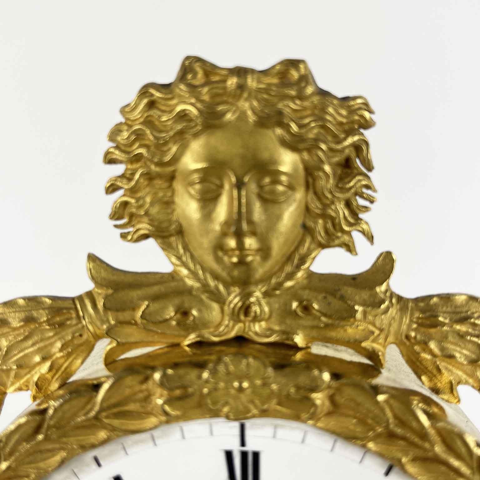 French Empire Pendulum In Gilt Bronze Early 1800s With Putti and Bookcase For Sale 8