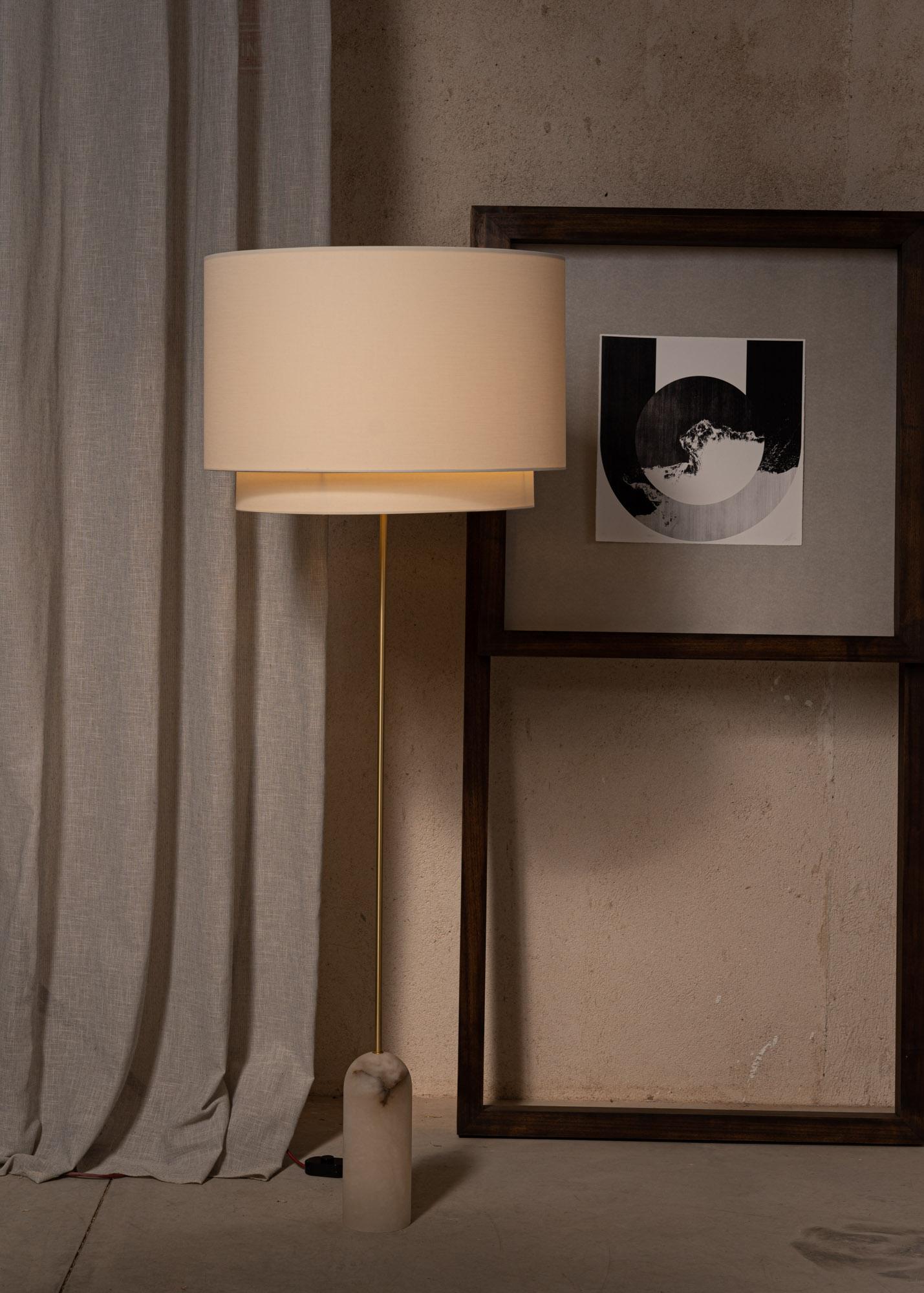 Post-Modern Pendolo Duoblo White Alabaster Floor Lamp by Simone & Marcel For Sale