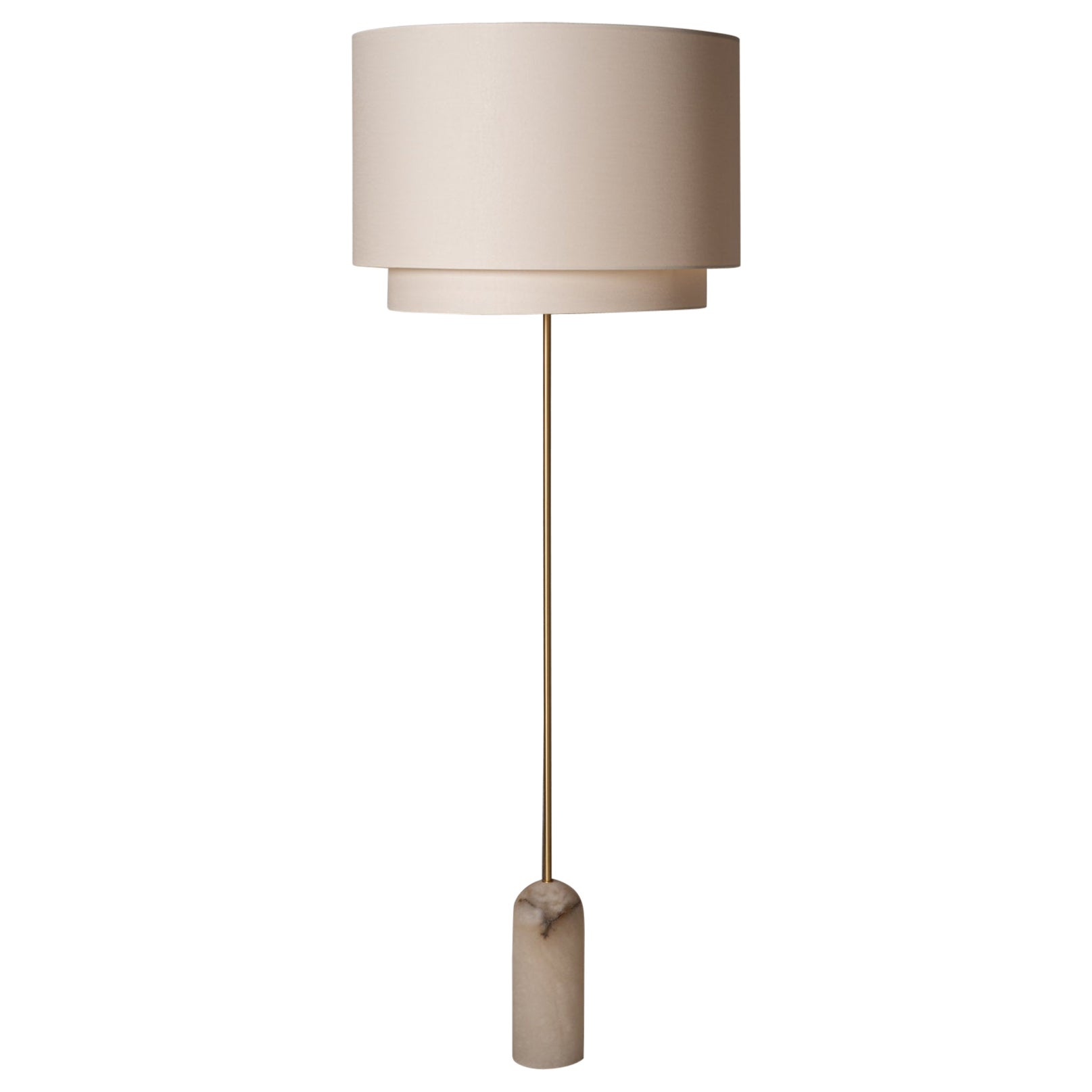 Lampadaire Pendolo Duoblo en albâtre blanc de Simone & Marcel
