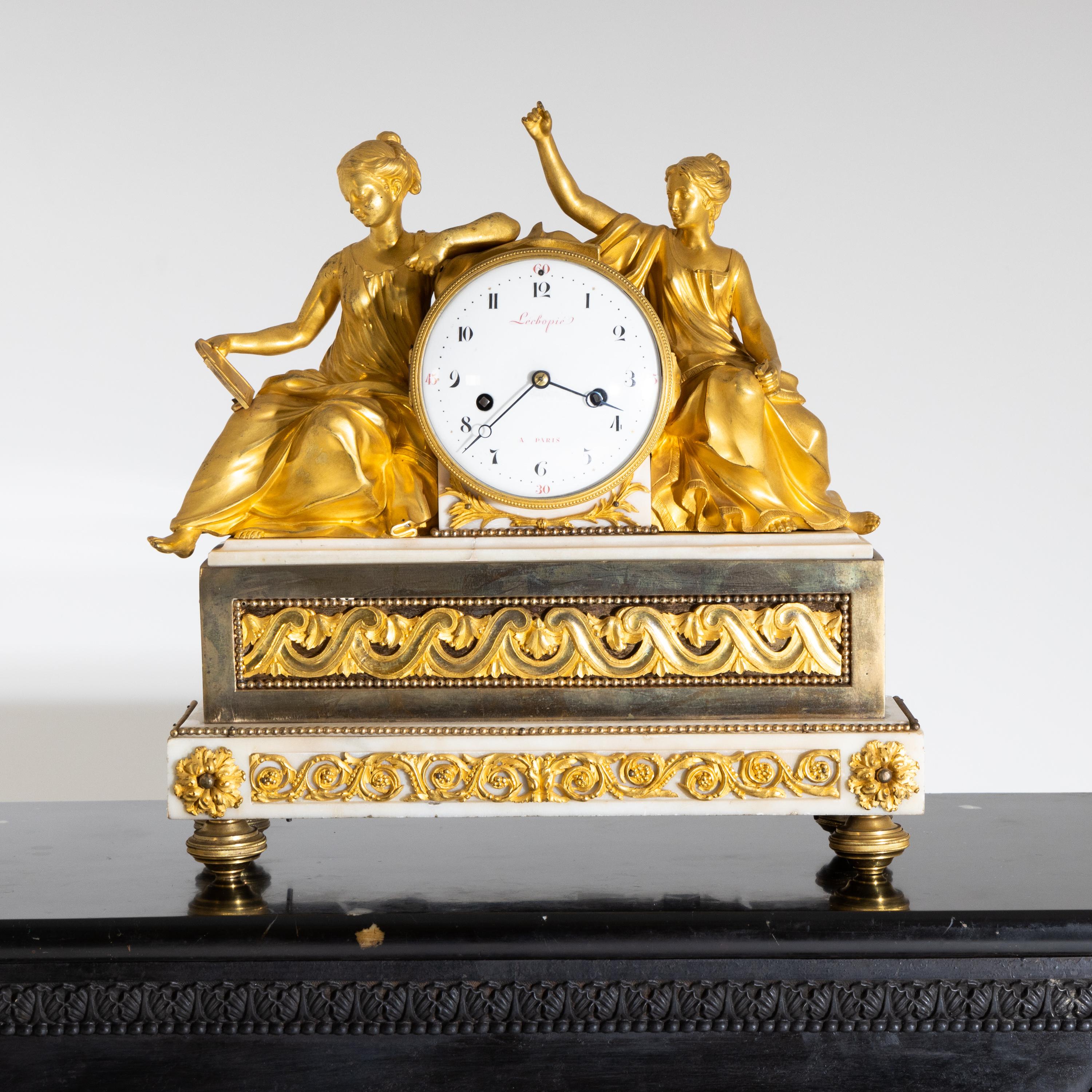 Movement: Adam Léchopié à Paris (1724/ from 1758 Master - 1795), signed on the dial and on the back of the plate. Marble and gilded bronze. The bronzes are probably from the workshop of Robert Osmond (1712-1782). Lit.: S. de Ricci (ed.): Der Stil