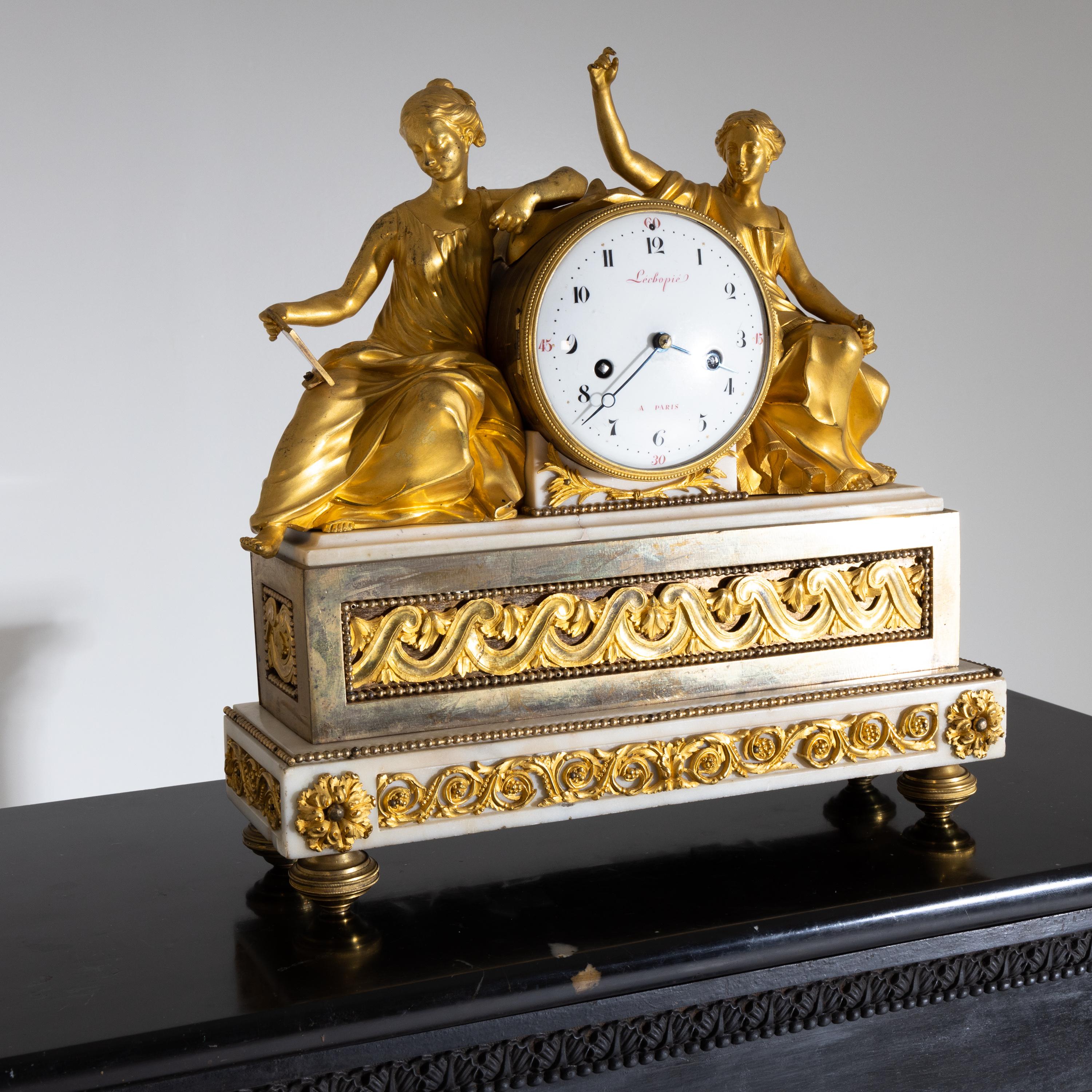 Louis XVI Pendule Clock “Studying the Tablets of the Law”, France, Paris, circa 1770-1780