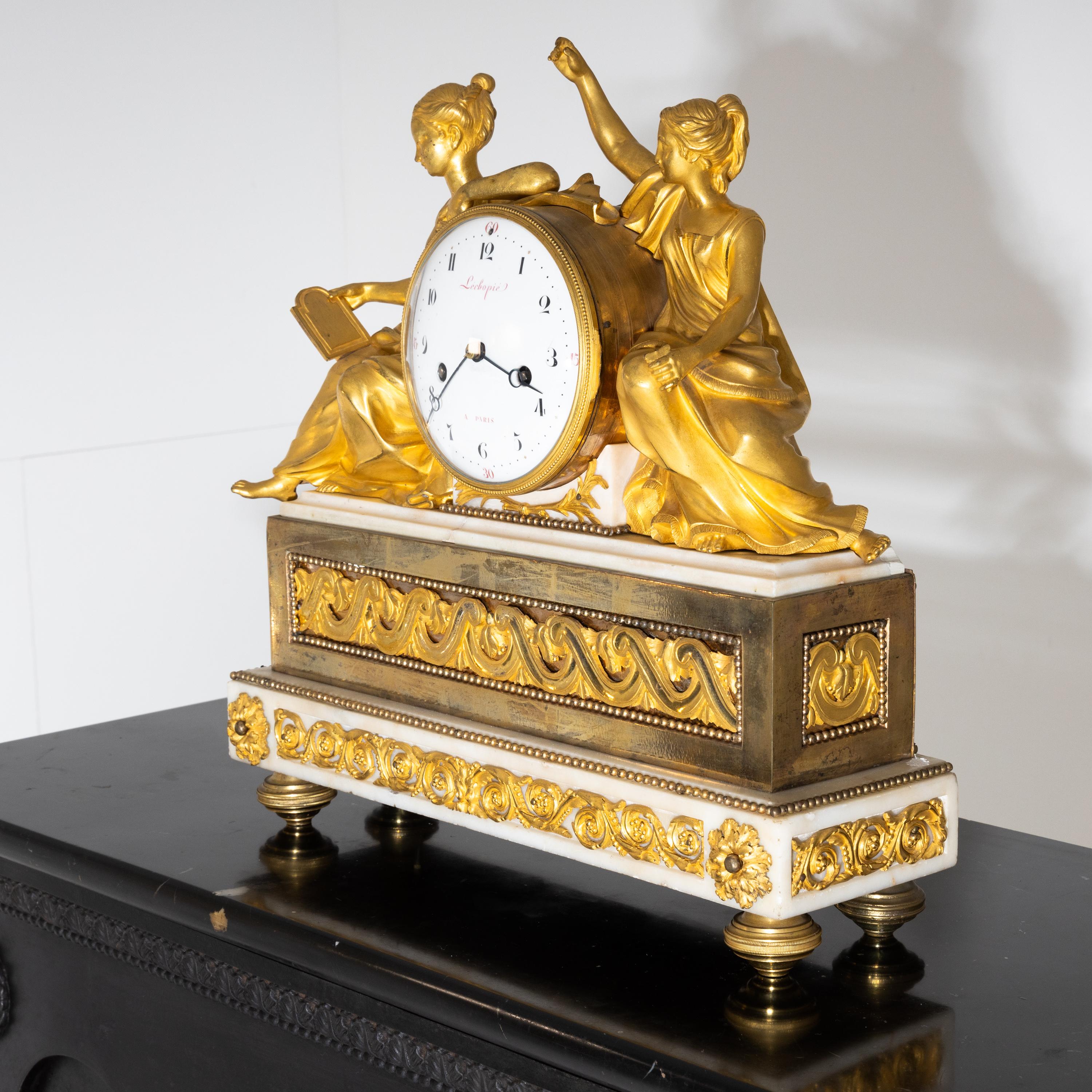 French Pendule Clock “Studying the Tablets of the Law”, France, Paris, circa 1770-1780