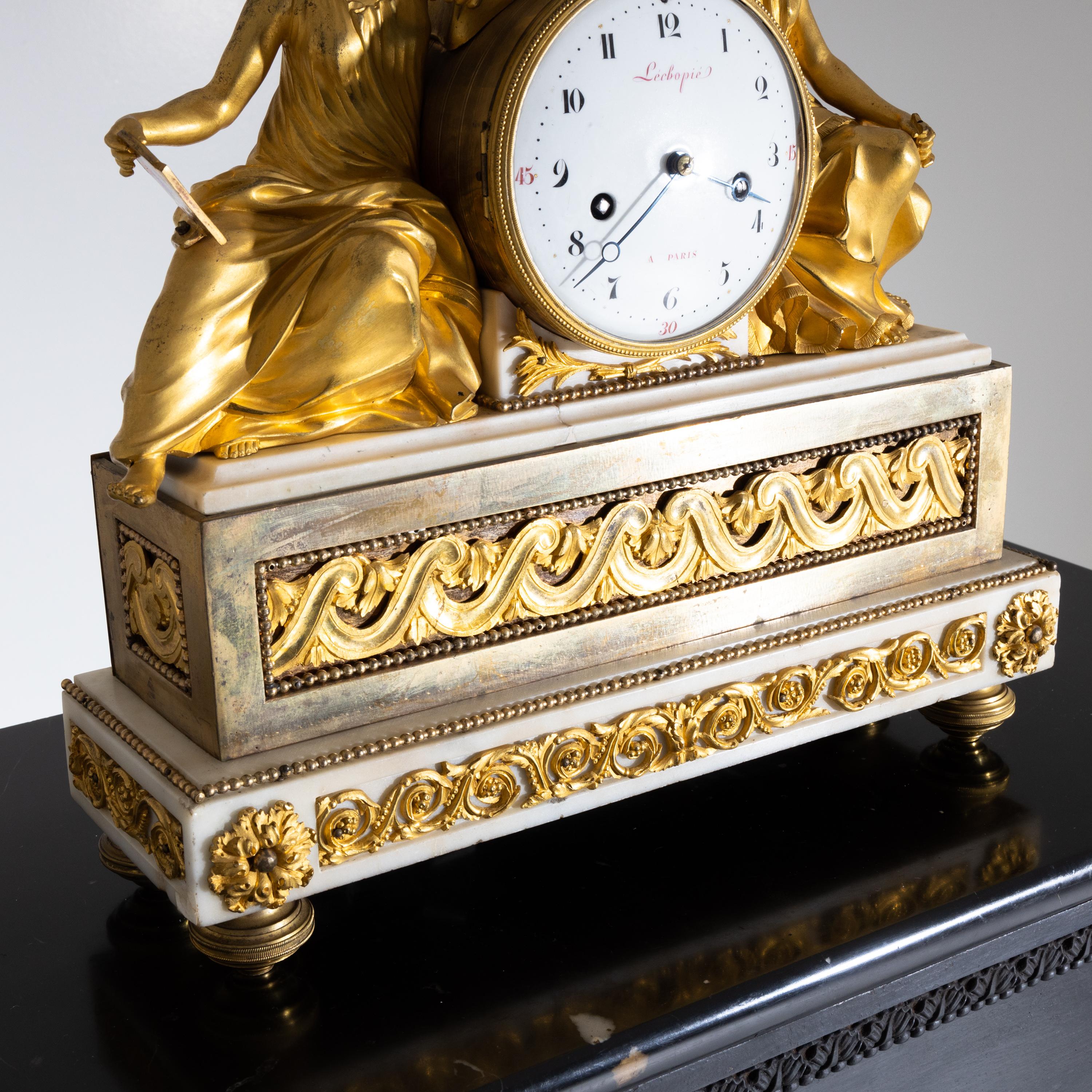 Bronze Pendule Clock “Studying the Tablets of the Law”, France, Paris, circa 1770-1780