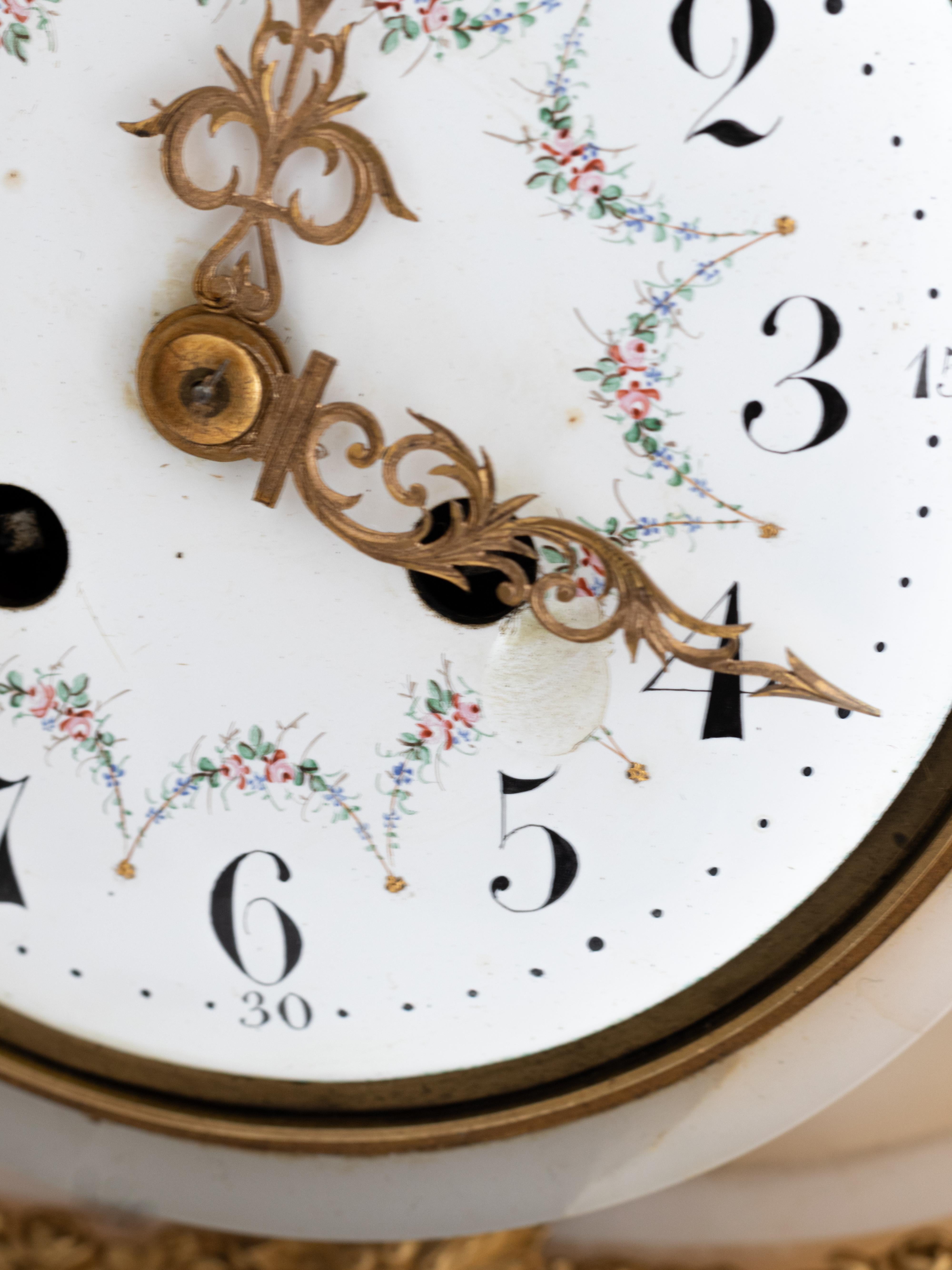 Pendule Lyre Luis XVI White Marble Clock, 19th Century For Sale 6