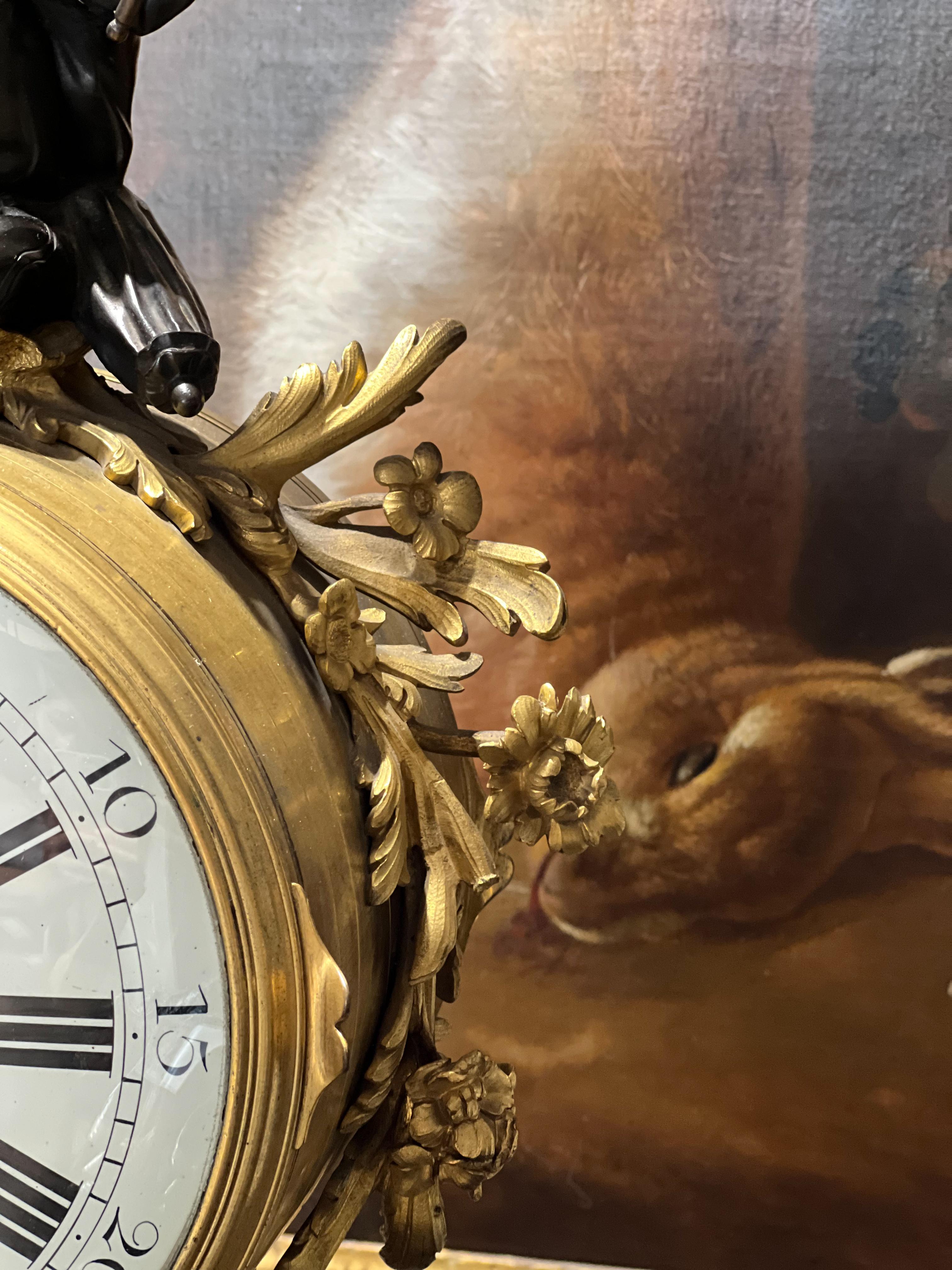 Pendulum Au Rhinoceros De Style Louis XV Xixeme Siecle For Sale 3