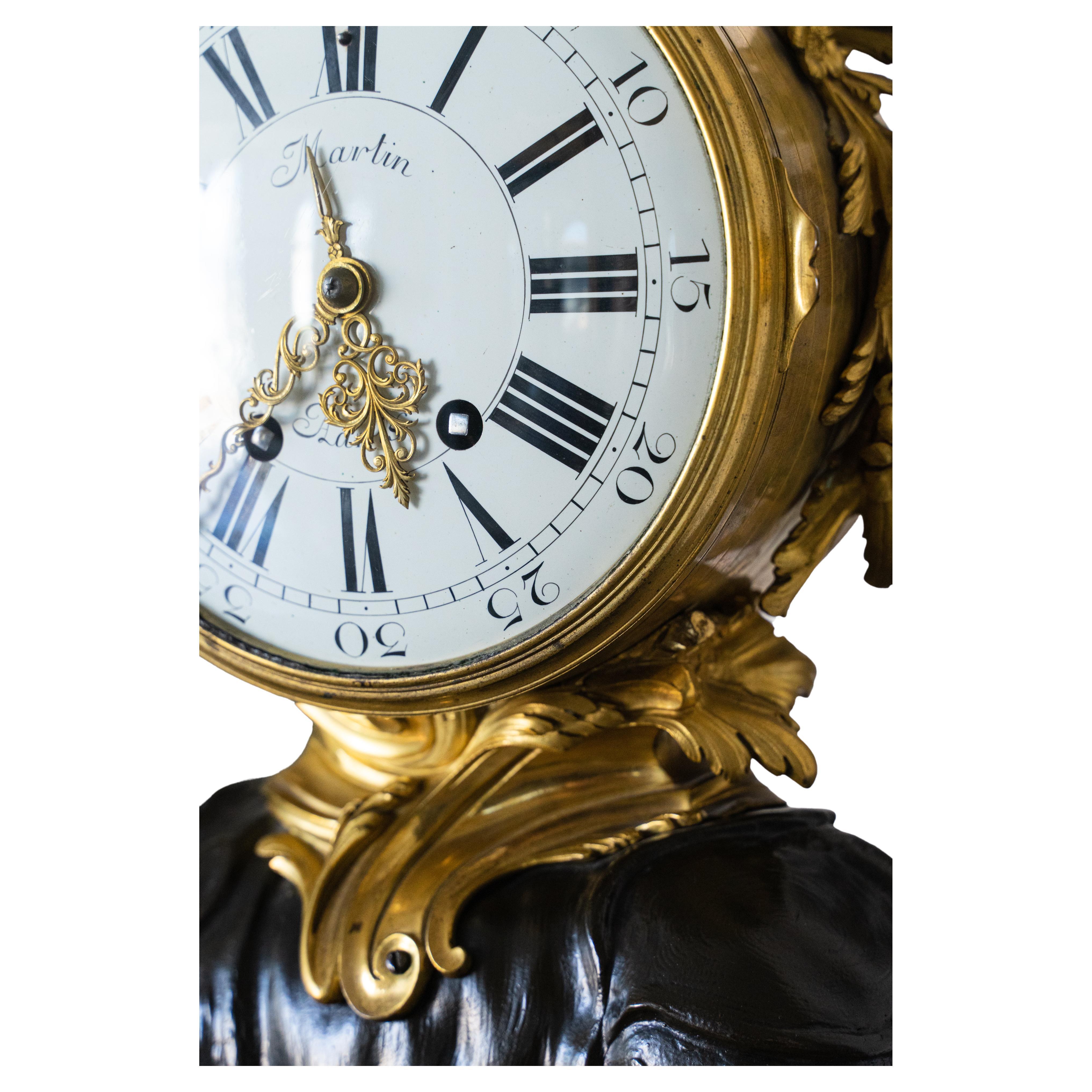 Louis xv style rhinoceros clock of the
19th century
The rhinoceros is surmounted by a box containing the clock, the movement engraved 