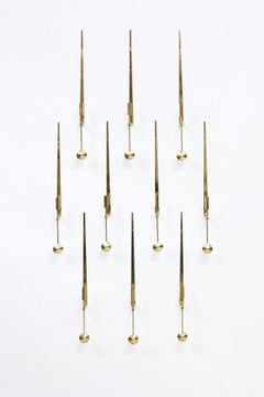 "Pendulum" Brass Wall Mounted Candlesticks by Pierre Forssell, Set of 10
