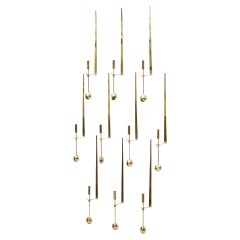 Retro "Pendulum" Brass Wall Mounted Candlesticks by Pierre Forssell, Set of 10