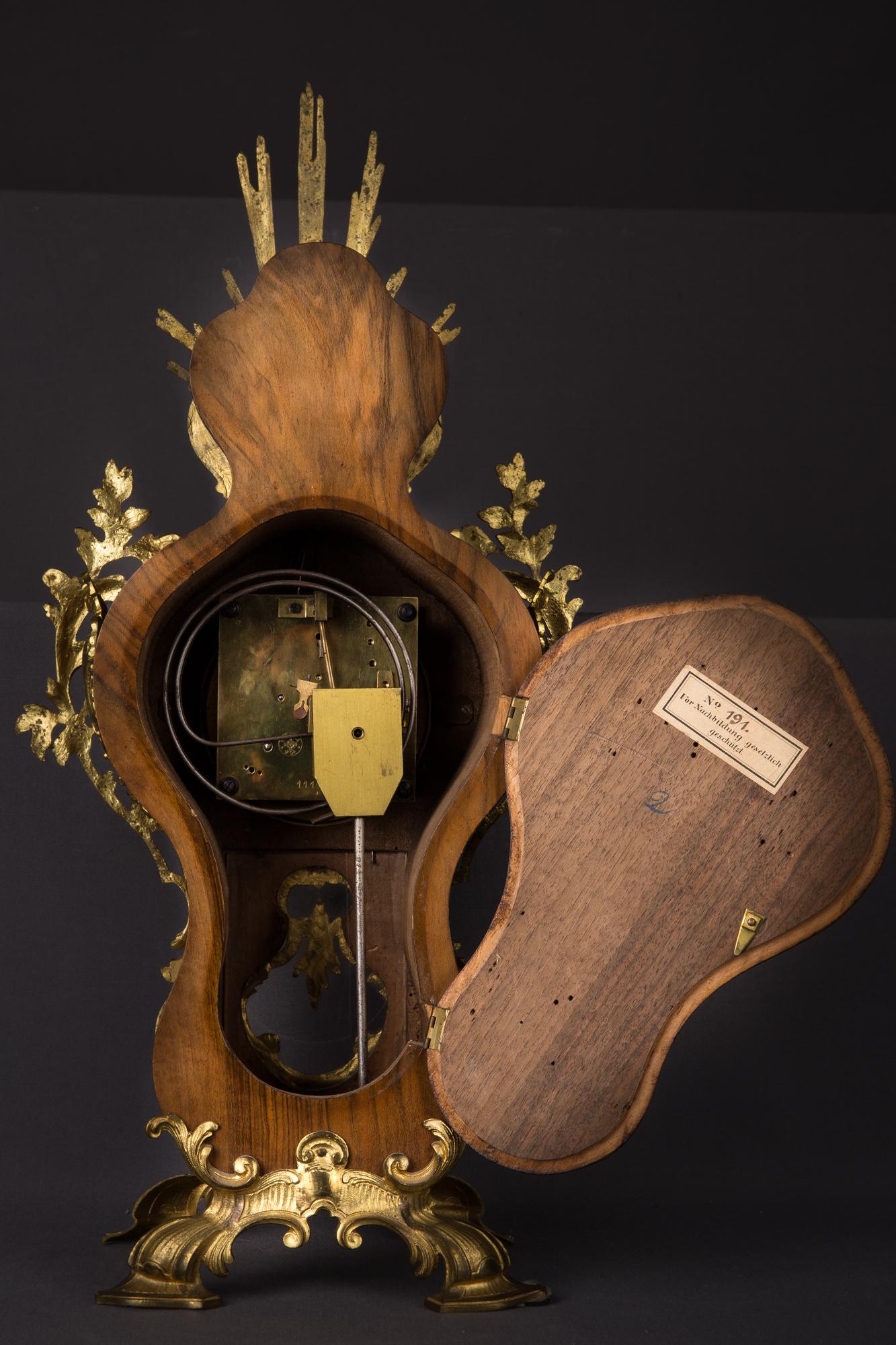 Pendulum Antique circa 1870 Wood with Gilded Bronze Mechanik Gustaf Becker For Sale 3