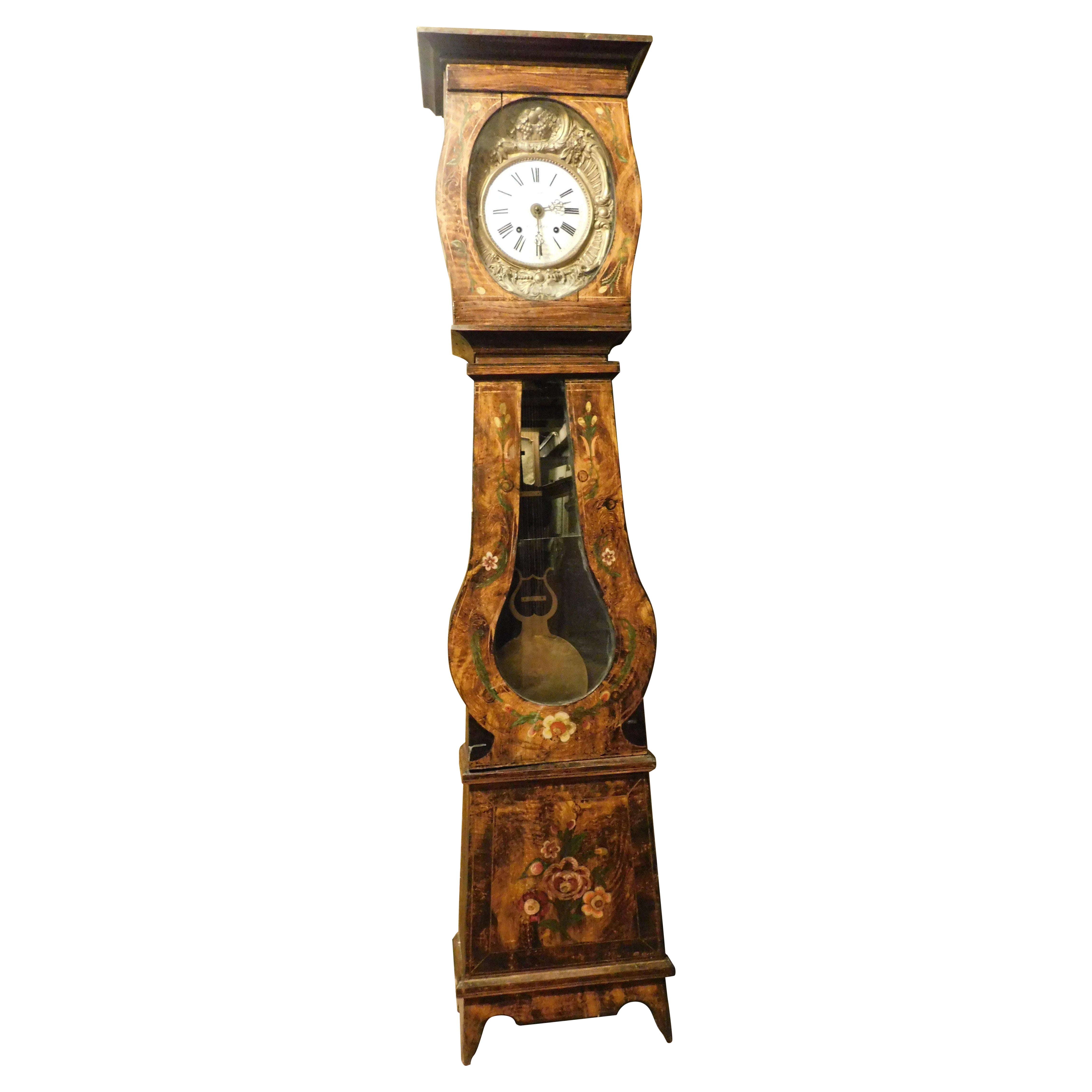 Pendulum-Uhr, Standuhr mit lackiertem und lackiertem Holzgehäuse, Frankreich